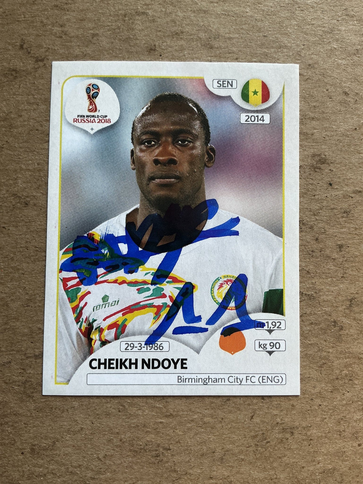 Cheikh Ndoye, Senegal 🇸🇳 FIFA World Cup 2018 Panini hand signed - Autographs-World