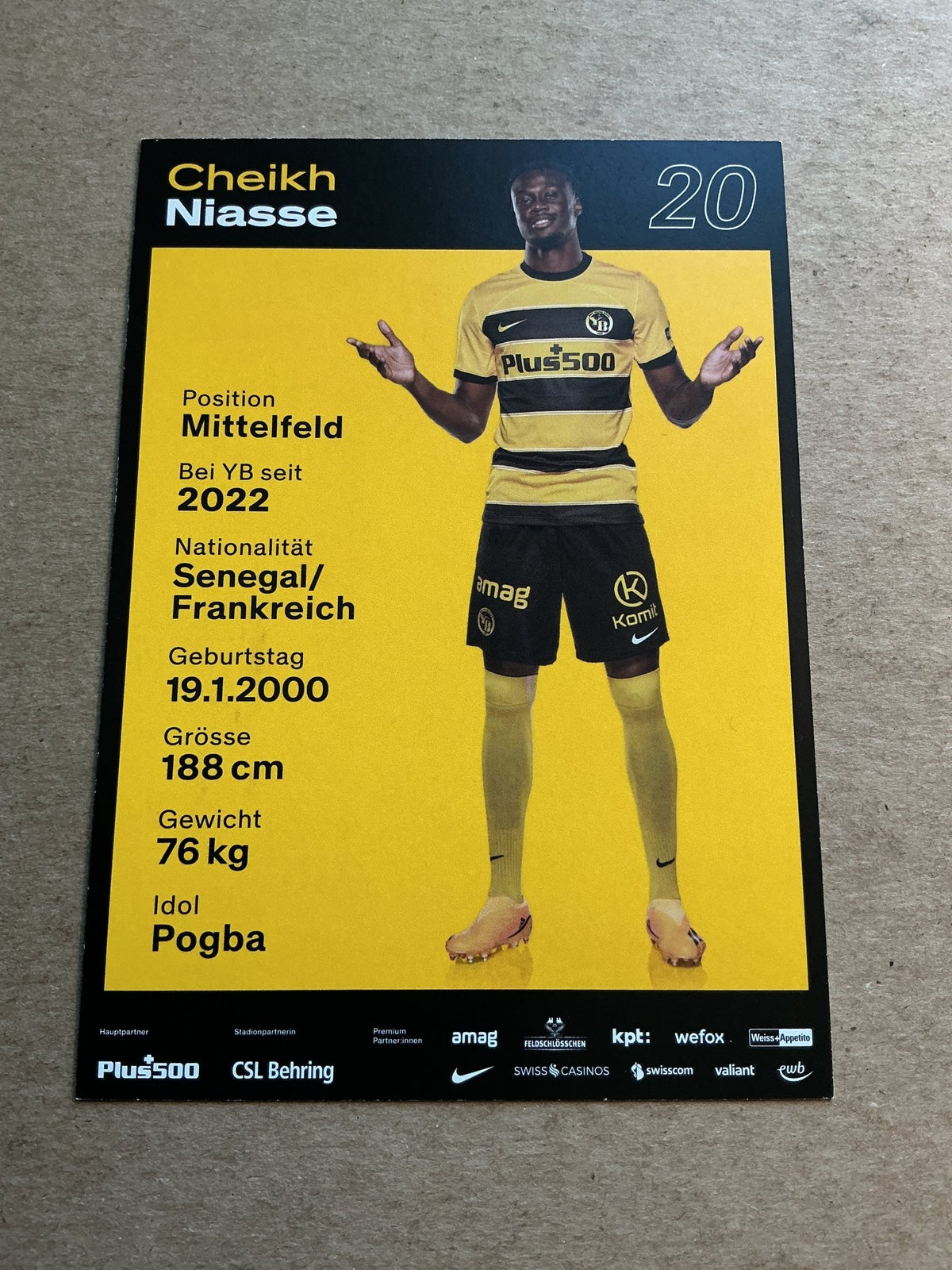 Cheikh Niasse, Senegal 🇸🇳 BSC Young Boys 2023/24 hand signed - Autographs-World