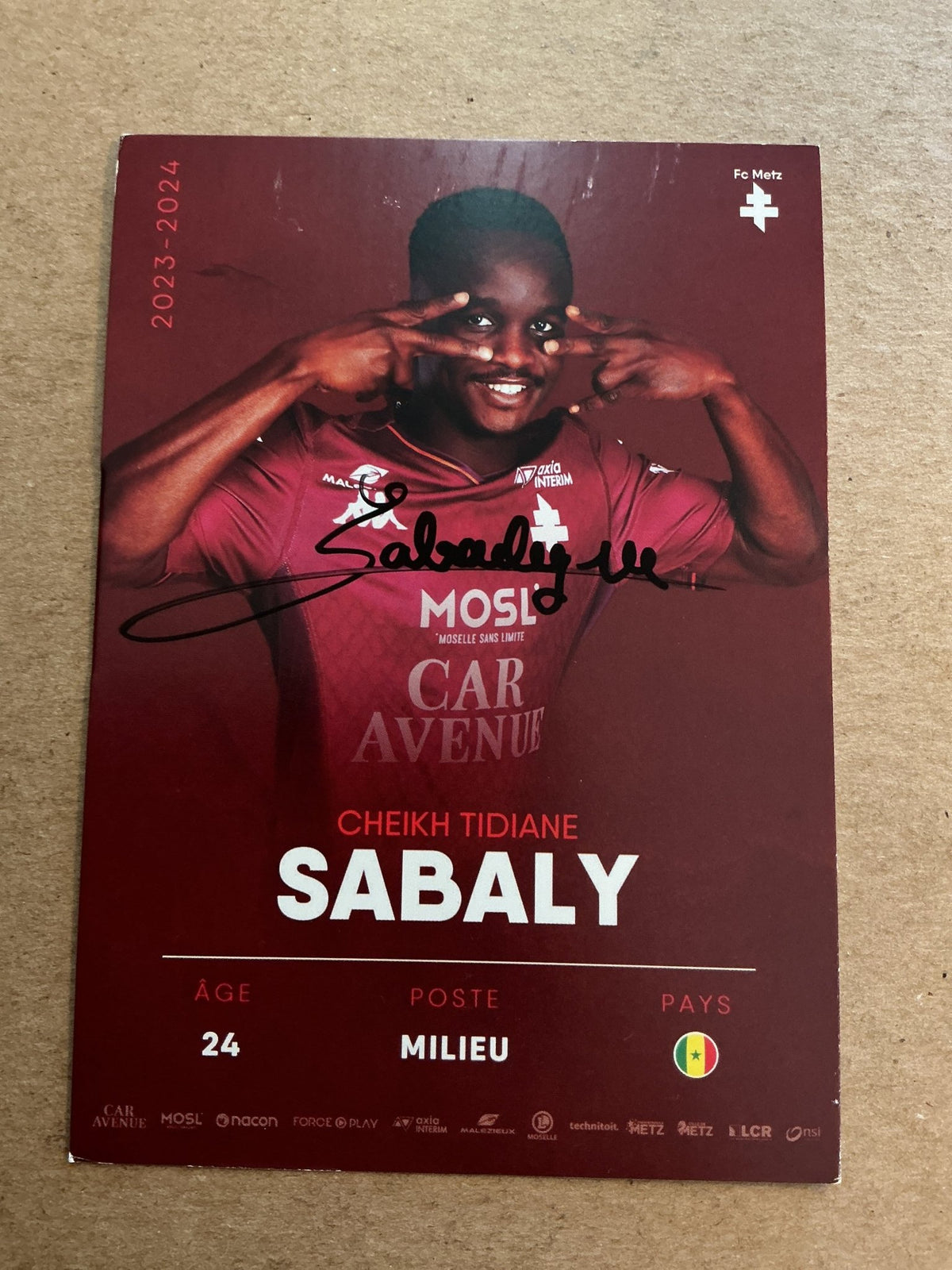 Cheikh Sabaly, Senegal 🇸🇳 FC Metz 2023/24 hand signed - Autographs-World