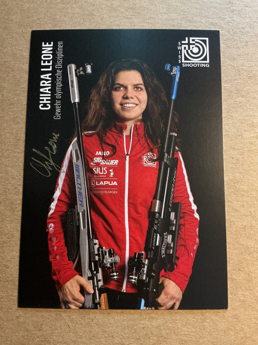 Chiara Leone, Switzerland 🇨🇭 Shooting Summer Olympics 2024 hand signed - Autographs-World