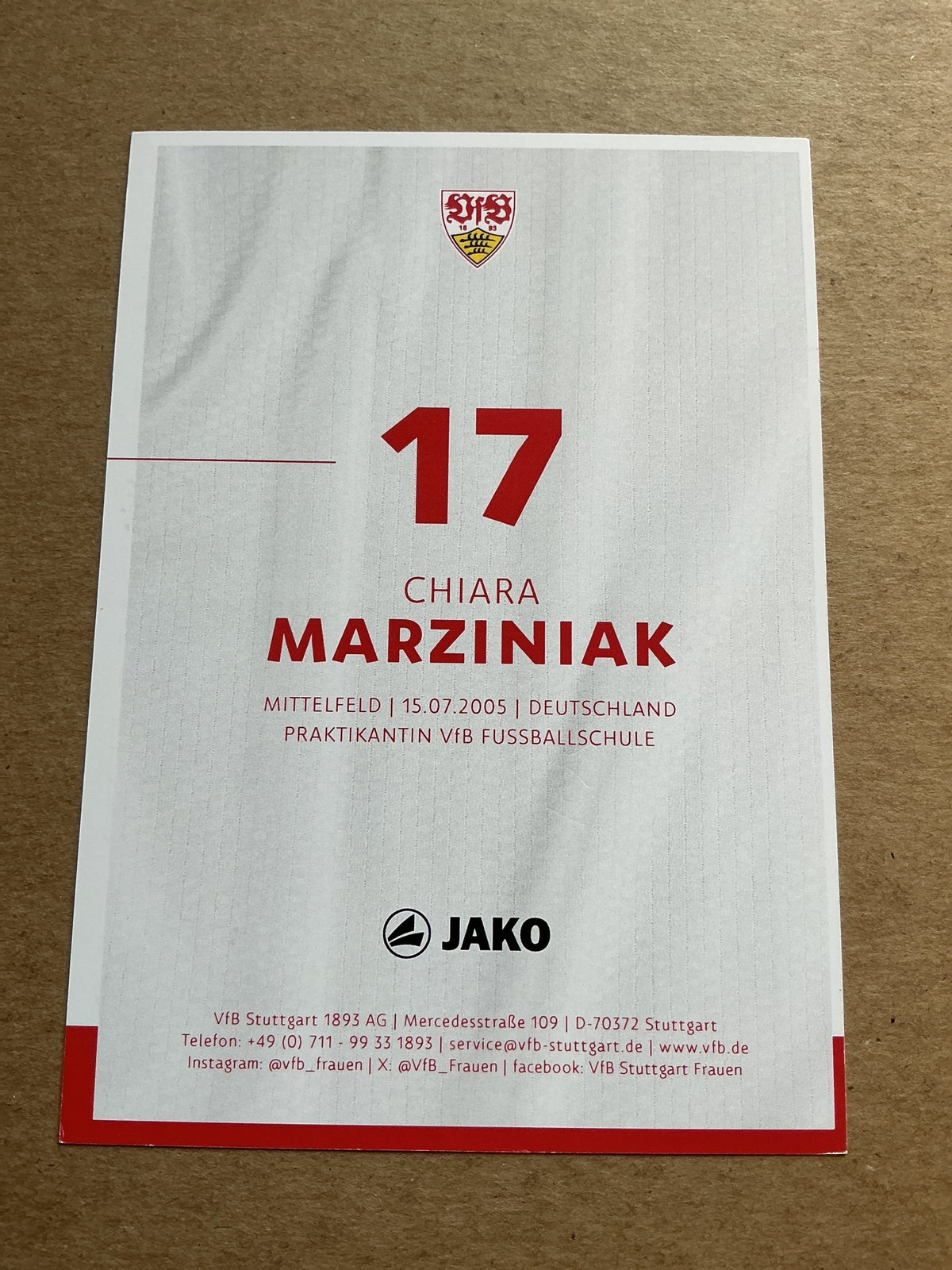 Chiara Marziniak, Germany 🇩🇪 VfB Stuttgart 2024/25 hand signed - Autographs-World