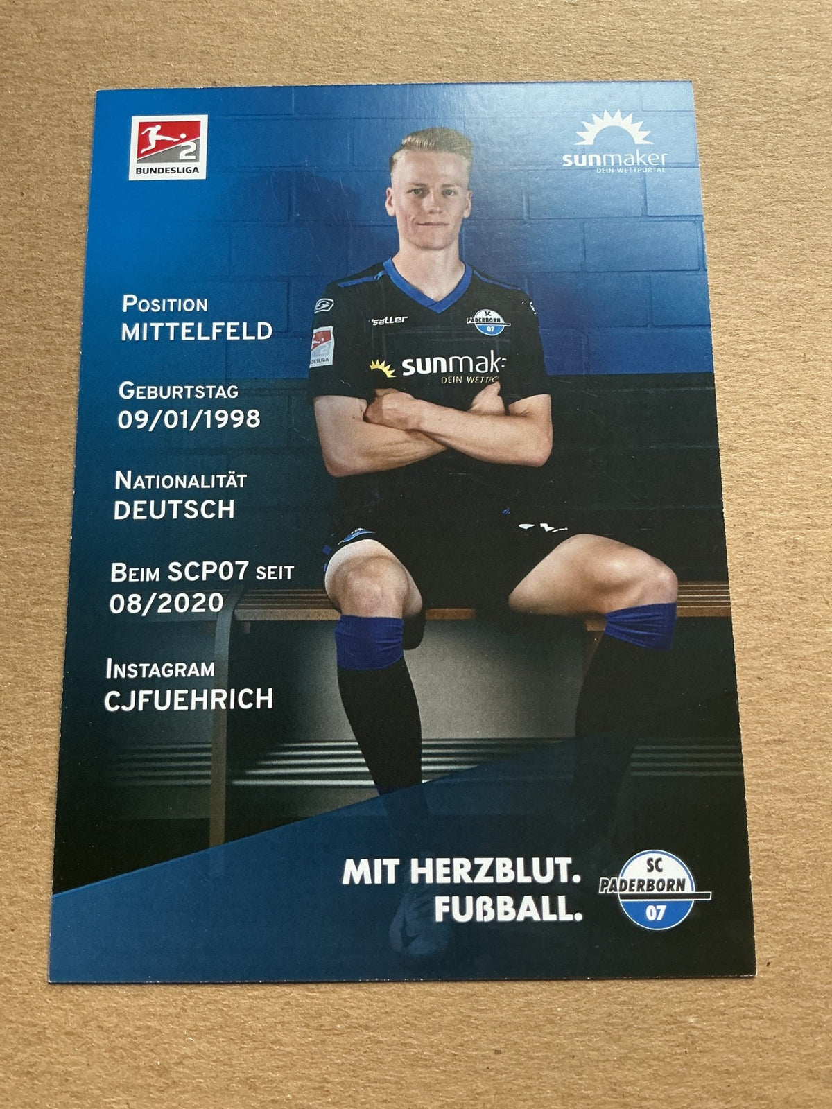 Chris Führich, Germany 🇩🇪 SC Paderborn 07 2020/21 hand signed - Autographs-World