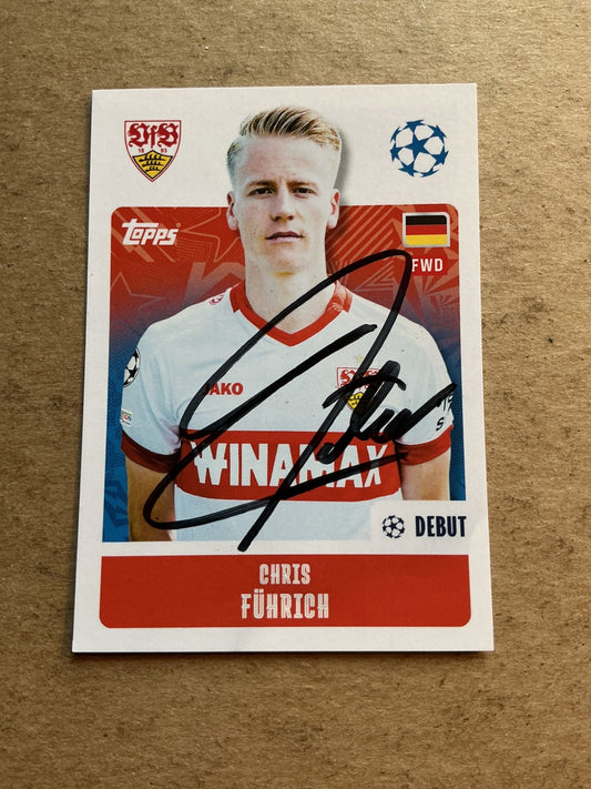 Chris Führich, Germany 🇩🇪 VfB Stuttgart 2024/25 Topps hand signed - Autographs-World