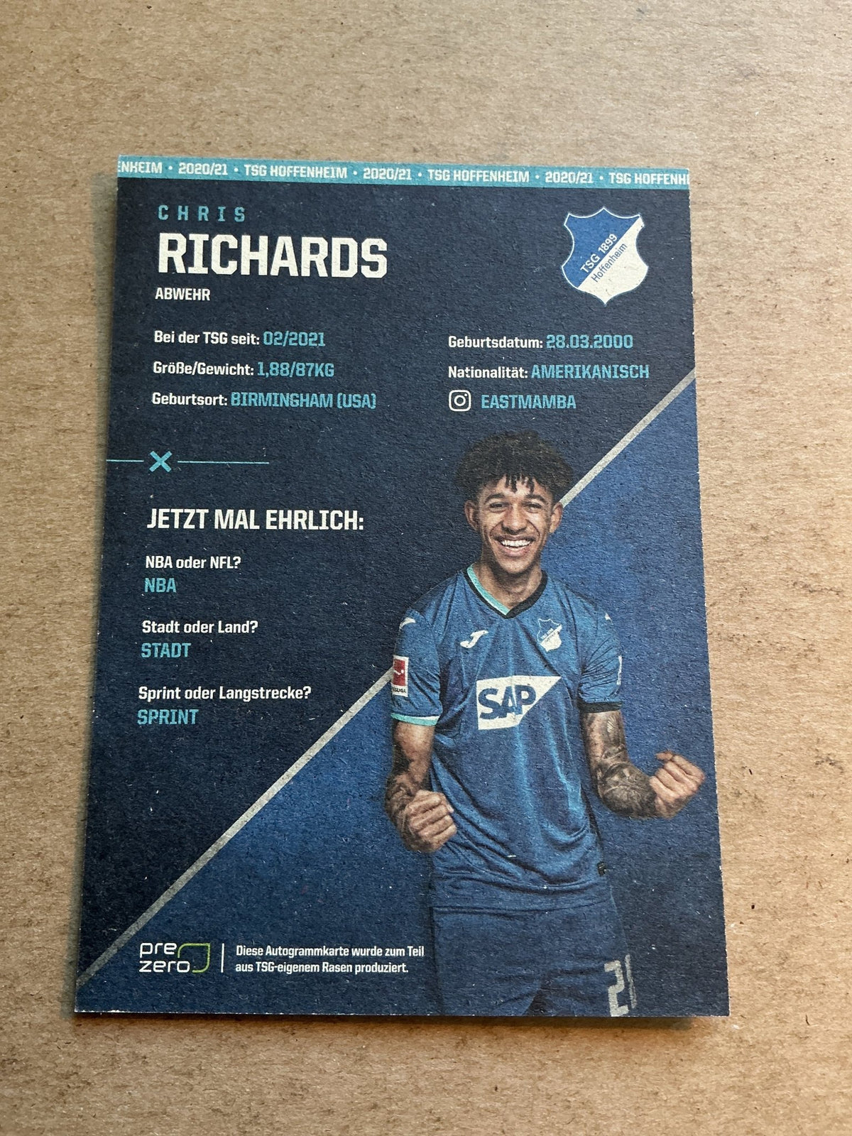 Chris Richards, USA 🇺🇸 TSG 1899 Hoffenheim 2020/21 hand signed - Autographs-World