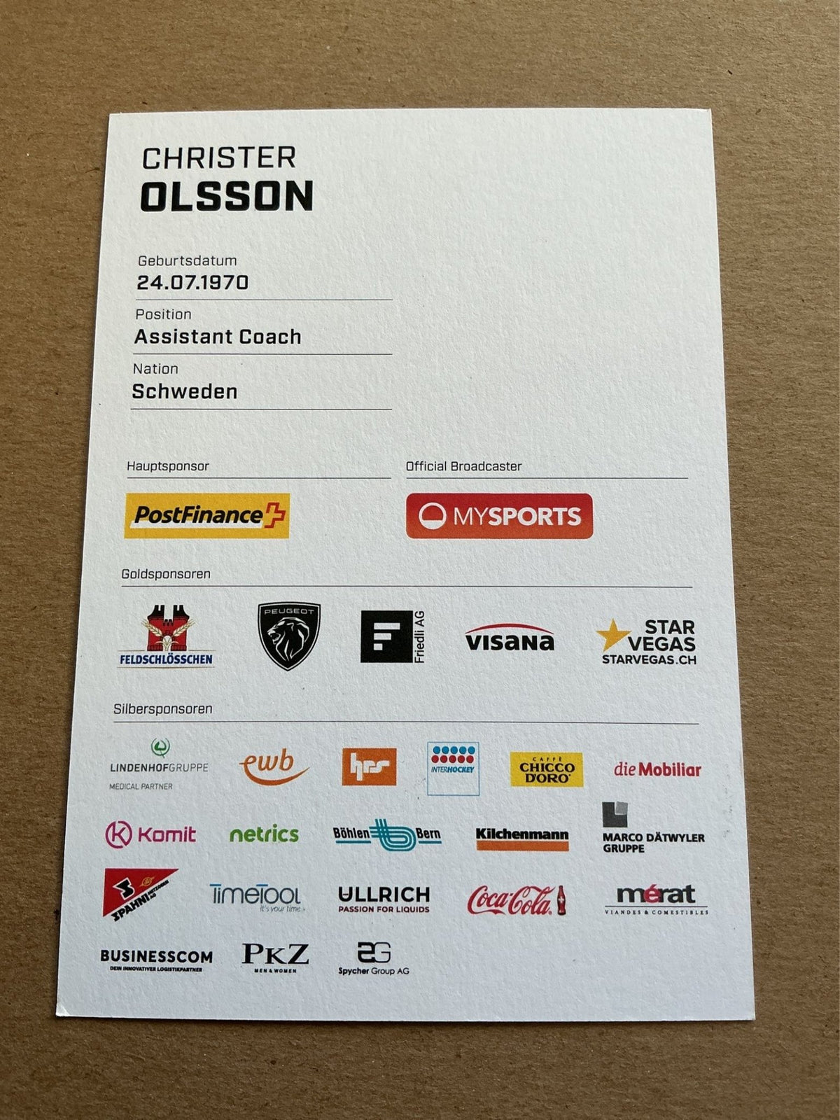 Christer Olsson, Sweden 🇸🇪 SC Bern 2023/24 hand signed - Autographs-World