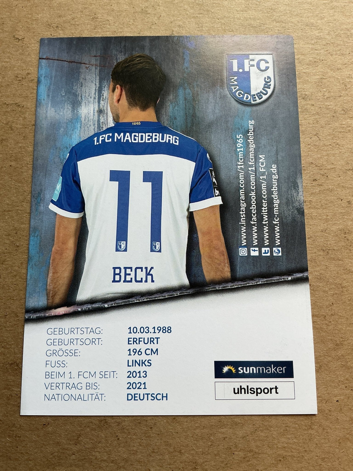 Christian Beck, Germany 🇩🇪 1.FC Magdeburg 2020/21 hand signed - Autographs-World