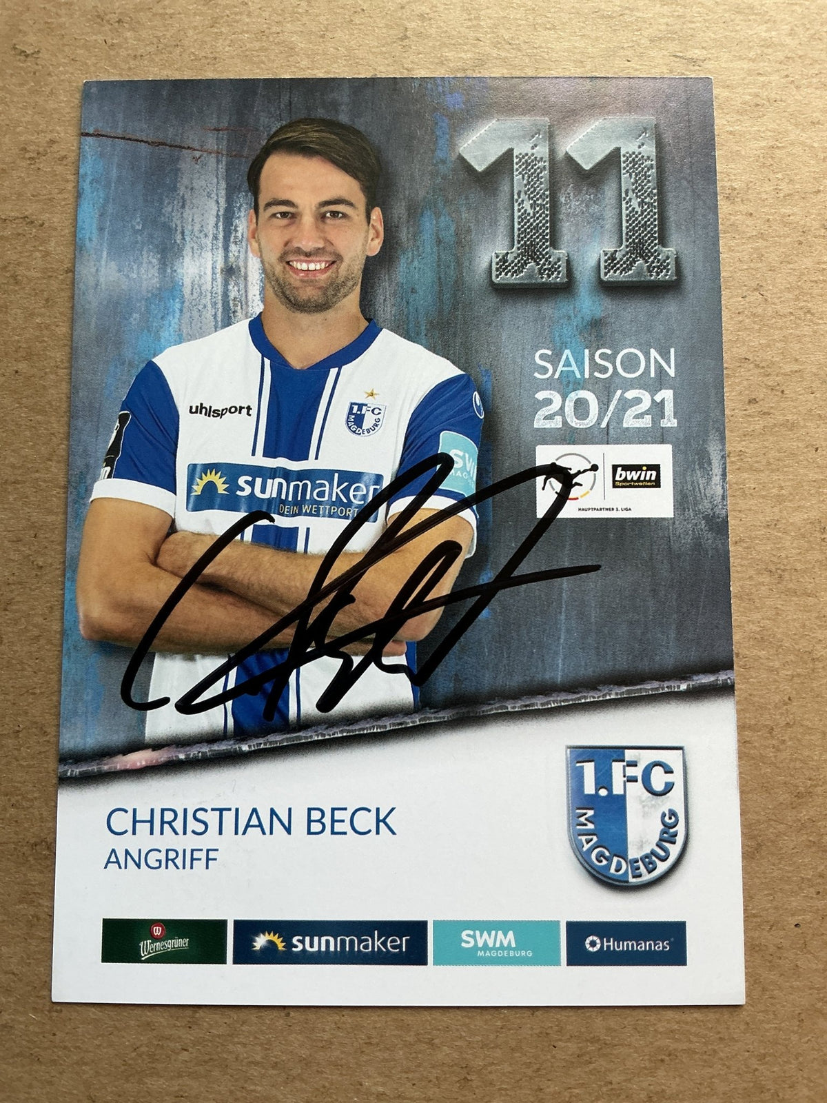 Christian Beck, Germany 🇩🇪 1.FC Magdeburg 2020/21 hand signed - Autographs-World