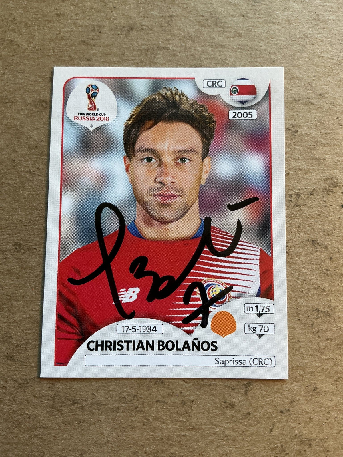 Christian Bolaños, Costa Rica 🇨🇷 FIFA World Cup 2018 Panini hand signed - Autographs-World