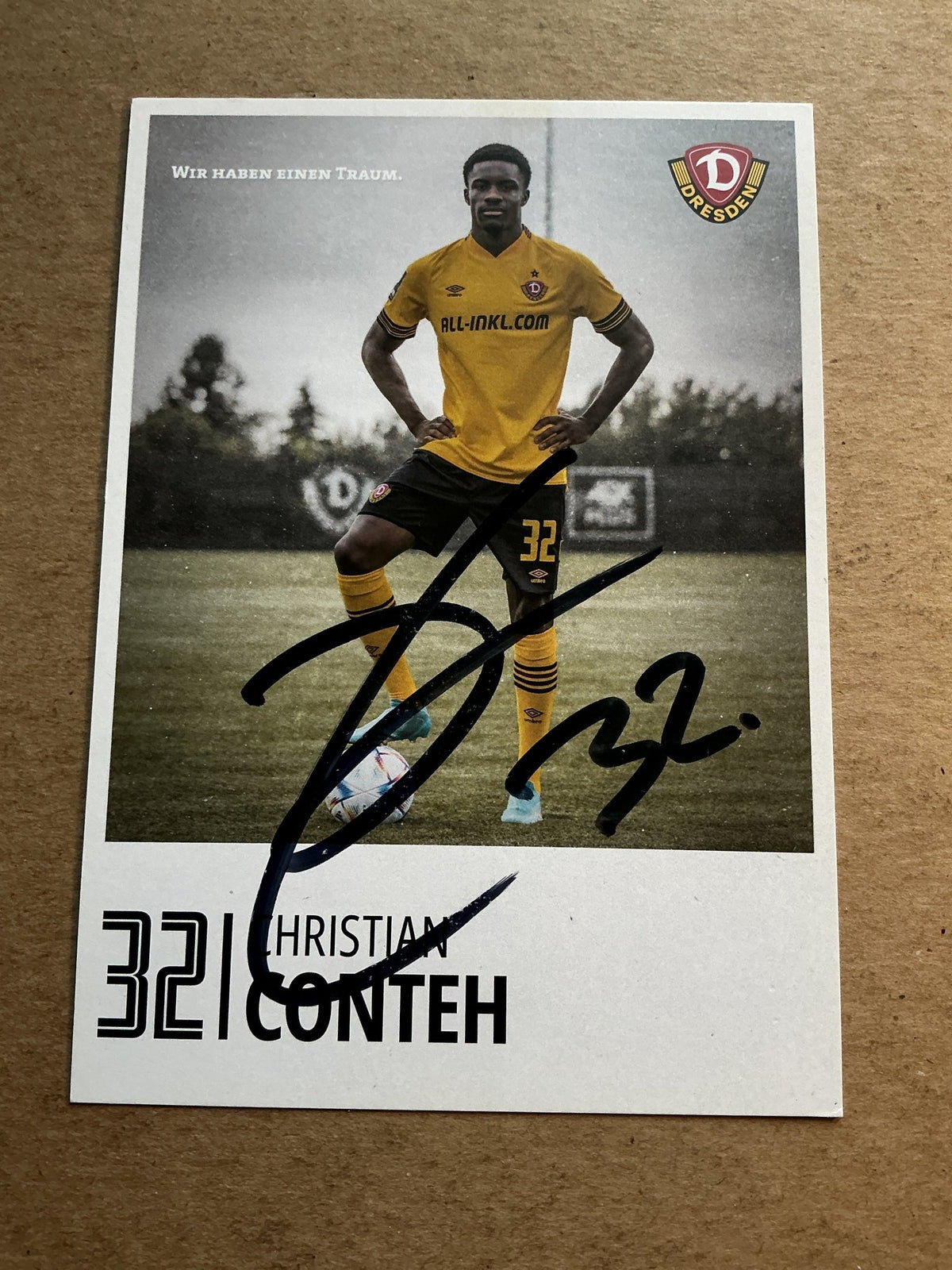 Christian Conteh, Germany 🇩🇪 Dynamo Dresden 2022/23 hand signed - Autographs-World