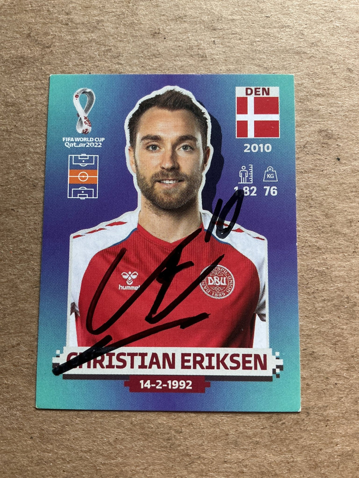 Christian Eriksen, Denmark 🇩🇰 FIFA World Cup 2022 Panini hand signed - Autographs-World