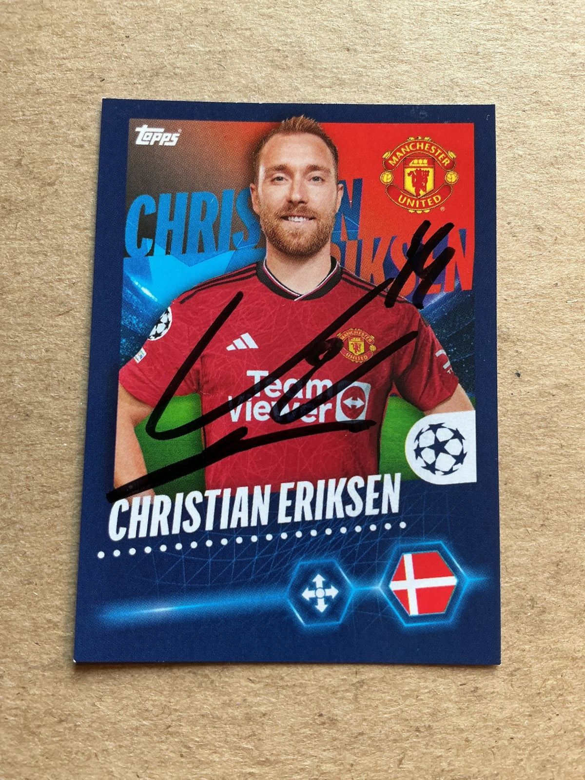 Christian Eriksen, Denmark 🇩🇰 Manchester United 2023/24 Topps hand signed - Autographs-World