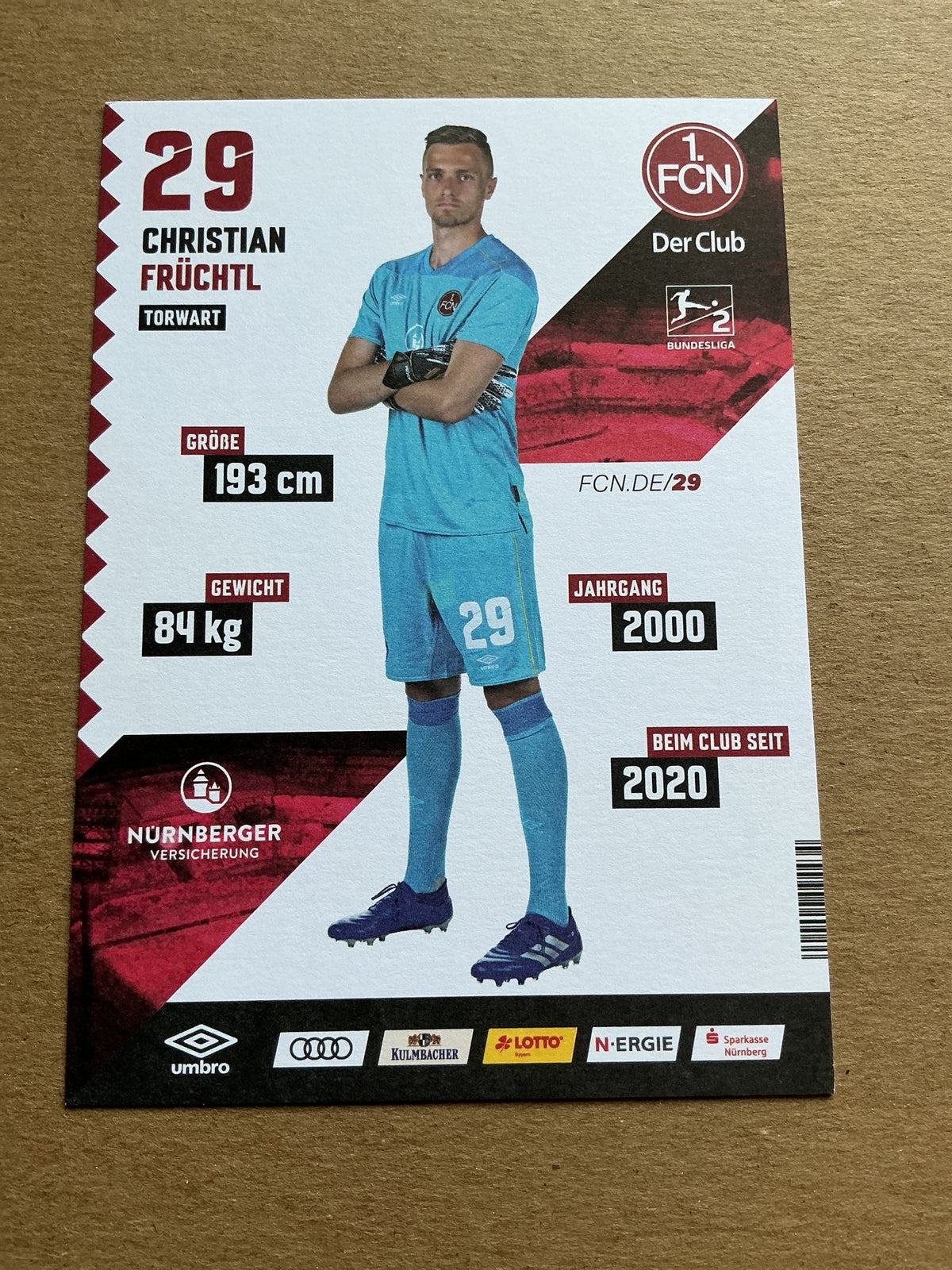 Christian Früchtl, Germany 🇩🇪 1.FC Nürnberg 2020/21 hand signed - Autographs-World