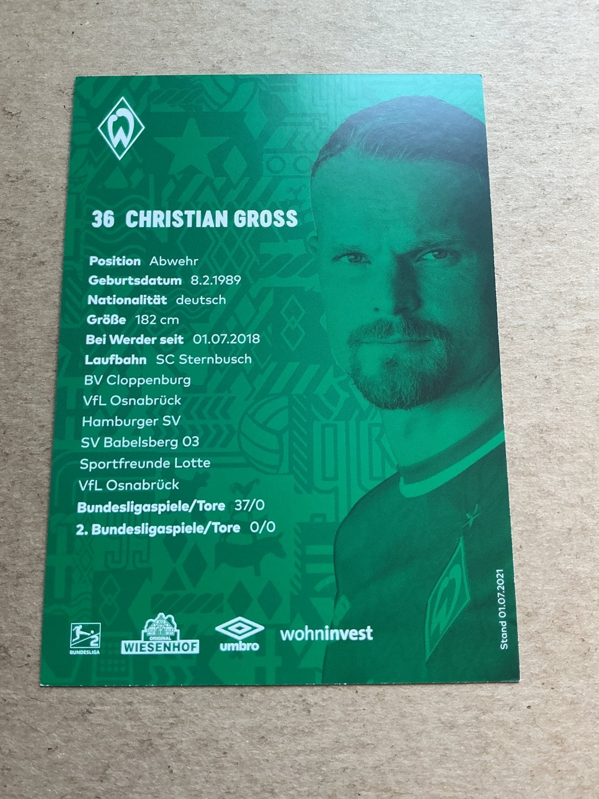 Christian Groß, Germany 🇩🇪 SV Werder Bremen 2021/22 hand signed - Autographs-World