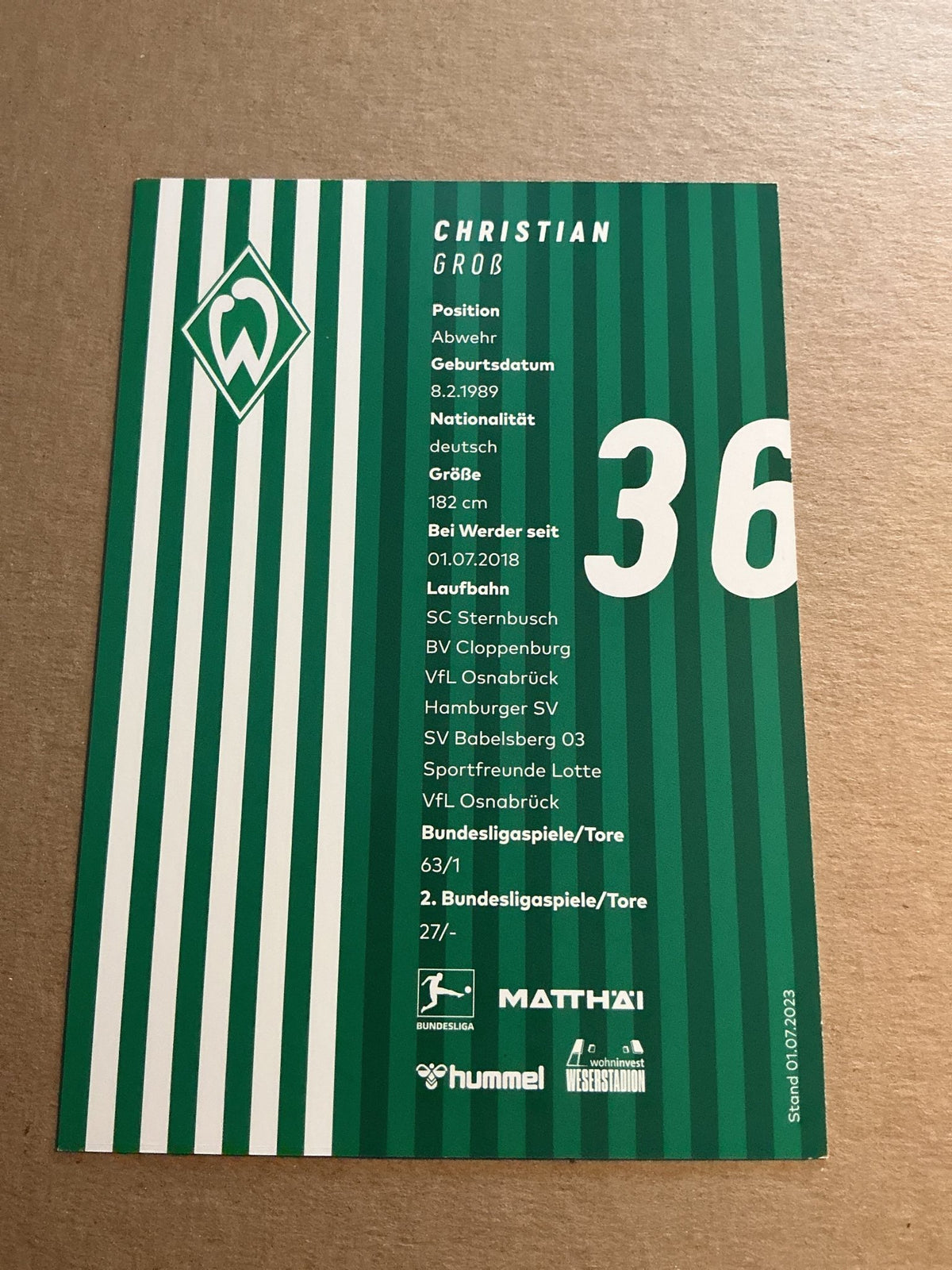 Christian Groß , Germany 🇩🇪 SV Werder Bremen 2023/24 hand signed - Autographs-World