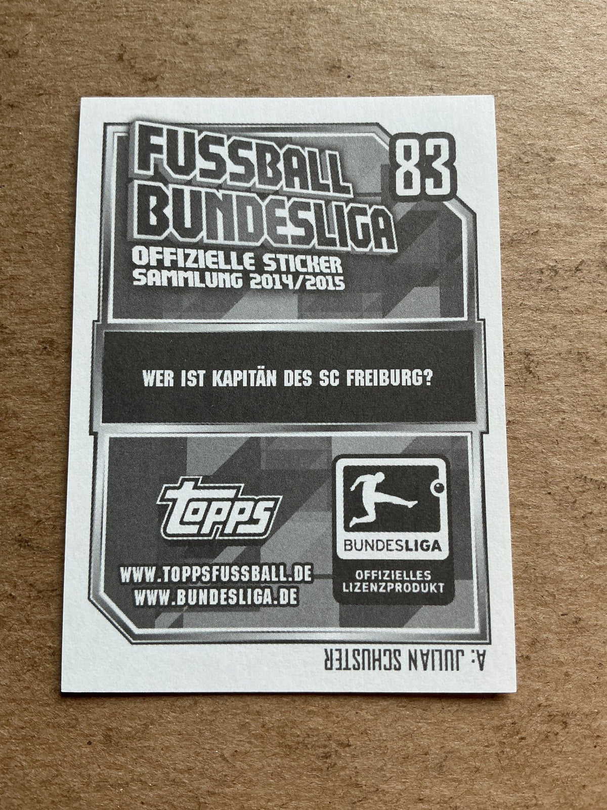 Christian Günter, Germany 🇩🇪 SC Freiburg 2014/15 Topps hand signed - Autographs-World