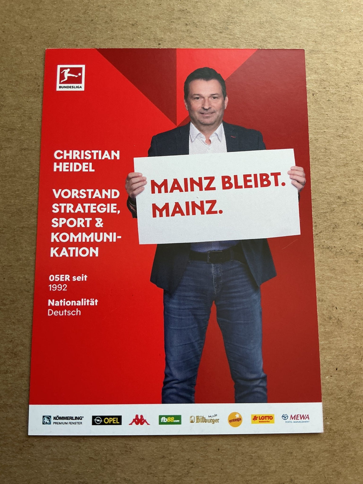 Christian Heidel, Germany 🇩🇪 FSV Mainz 05 2020/21 hand signed - Autographs-World