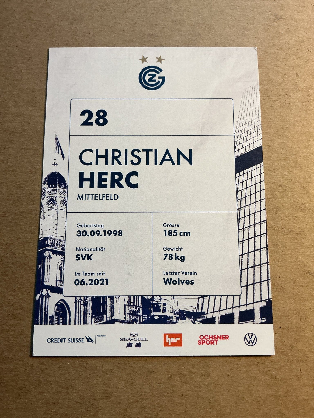 Christian Herc, Slovakia 🇸🇰 Grasshopper Zürich 2022/23 hand signed - Autographs-World
