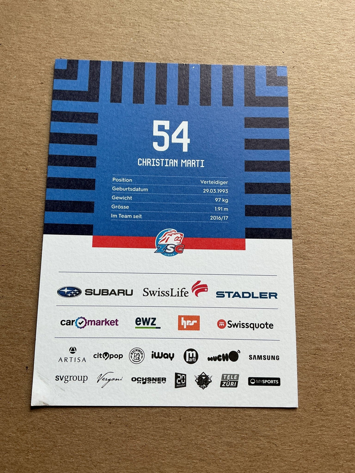 Christian Marti, Switzerland 🇨🇭 ZSC Lions 2024/25 hand signed - Autographs-World