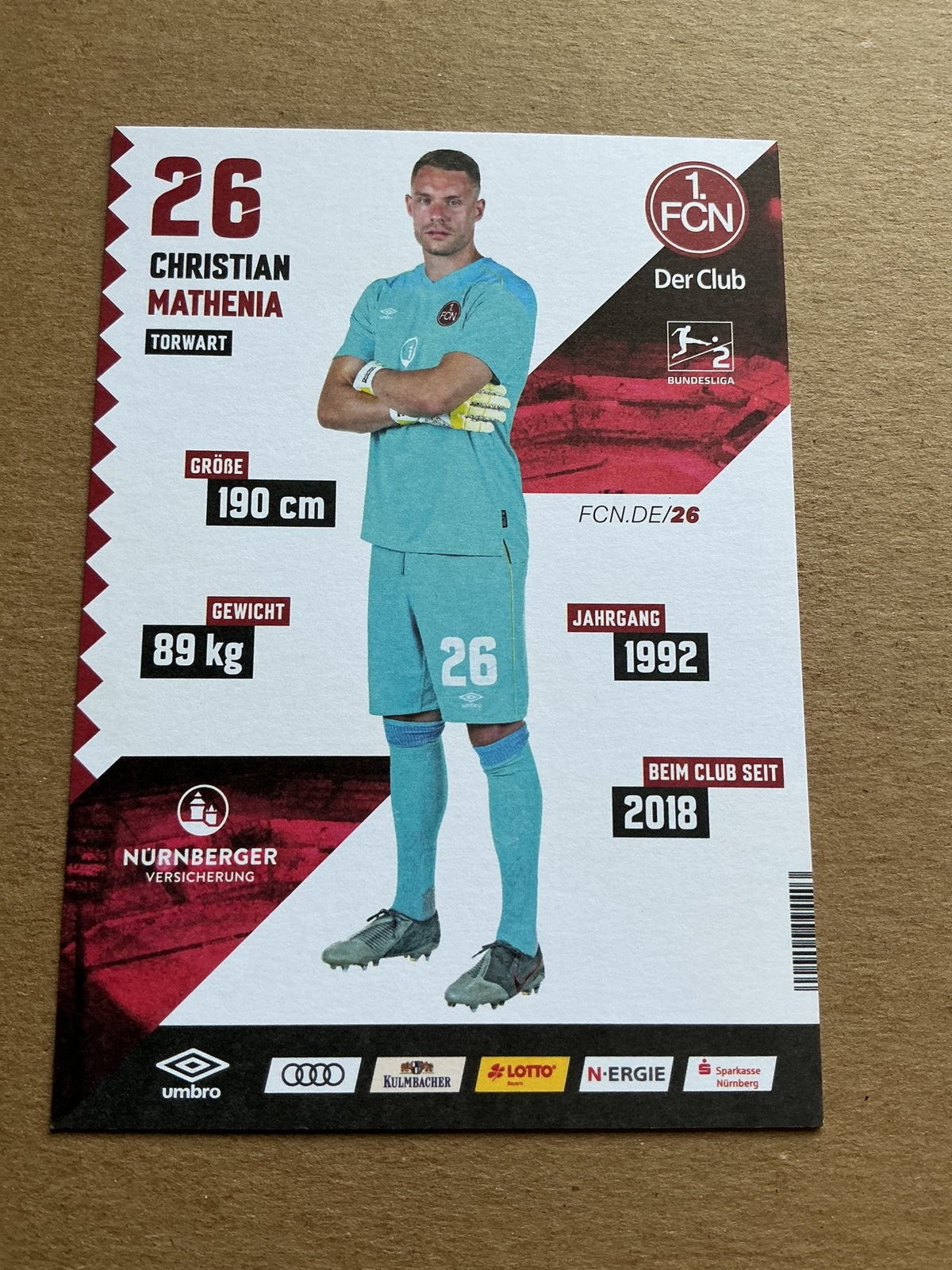 Christian Mathenia, Germany 🇩🇪 1.FC Nürnberg 2020/21 hand signed - Autographs-World