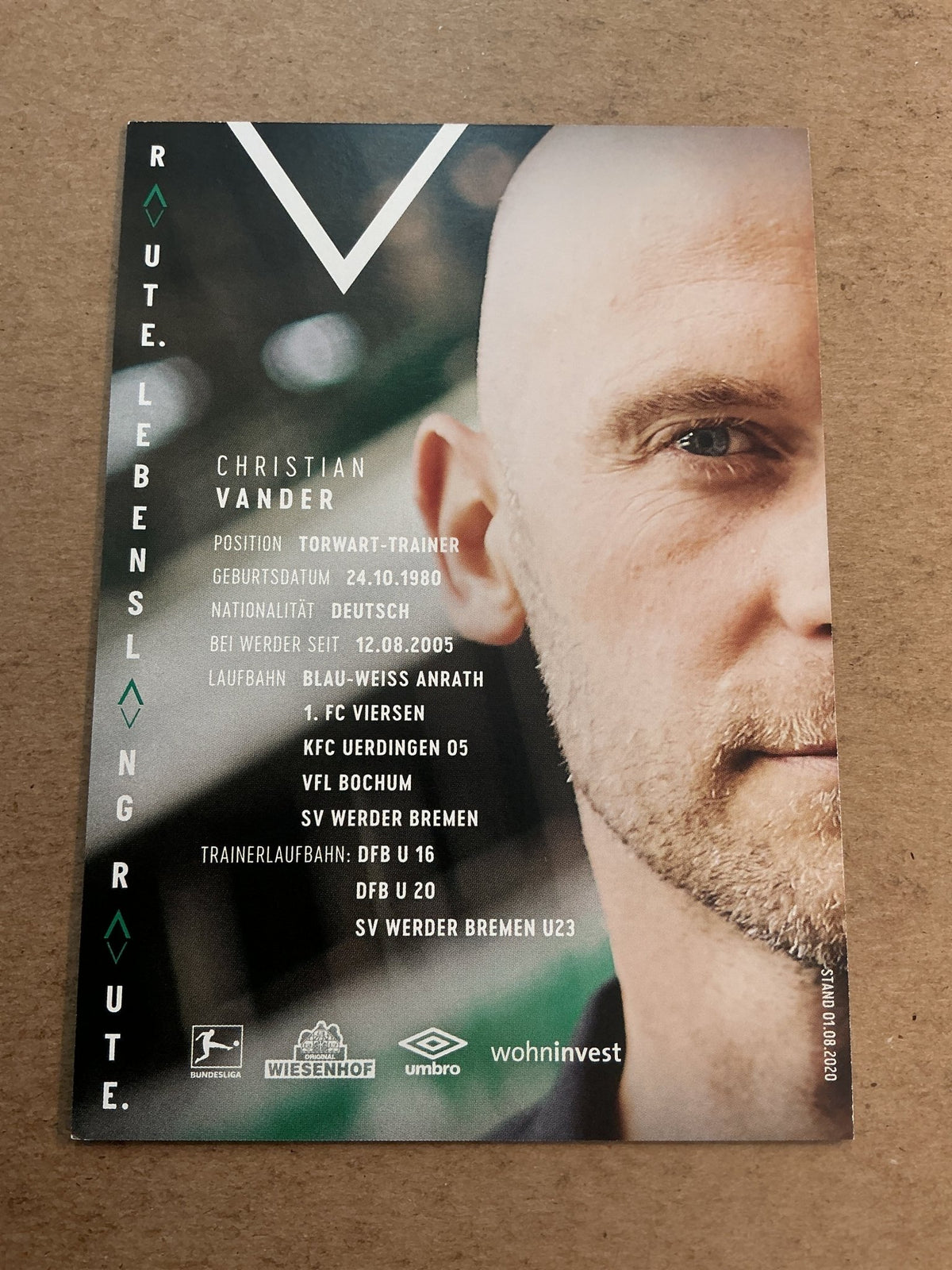 Christian Vander, Germany 🇩🇪 SV Werder Bremen 2020/21 hand signed - Autographs-World