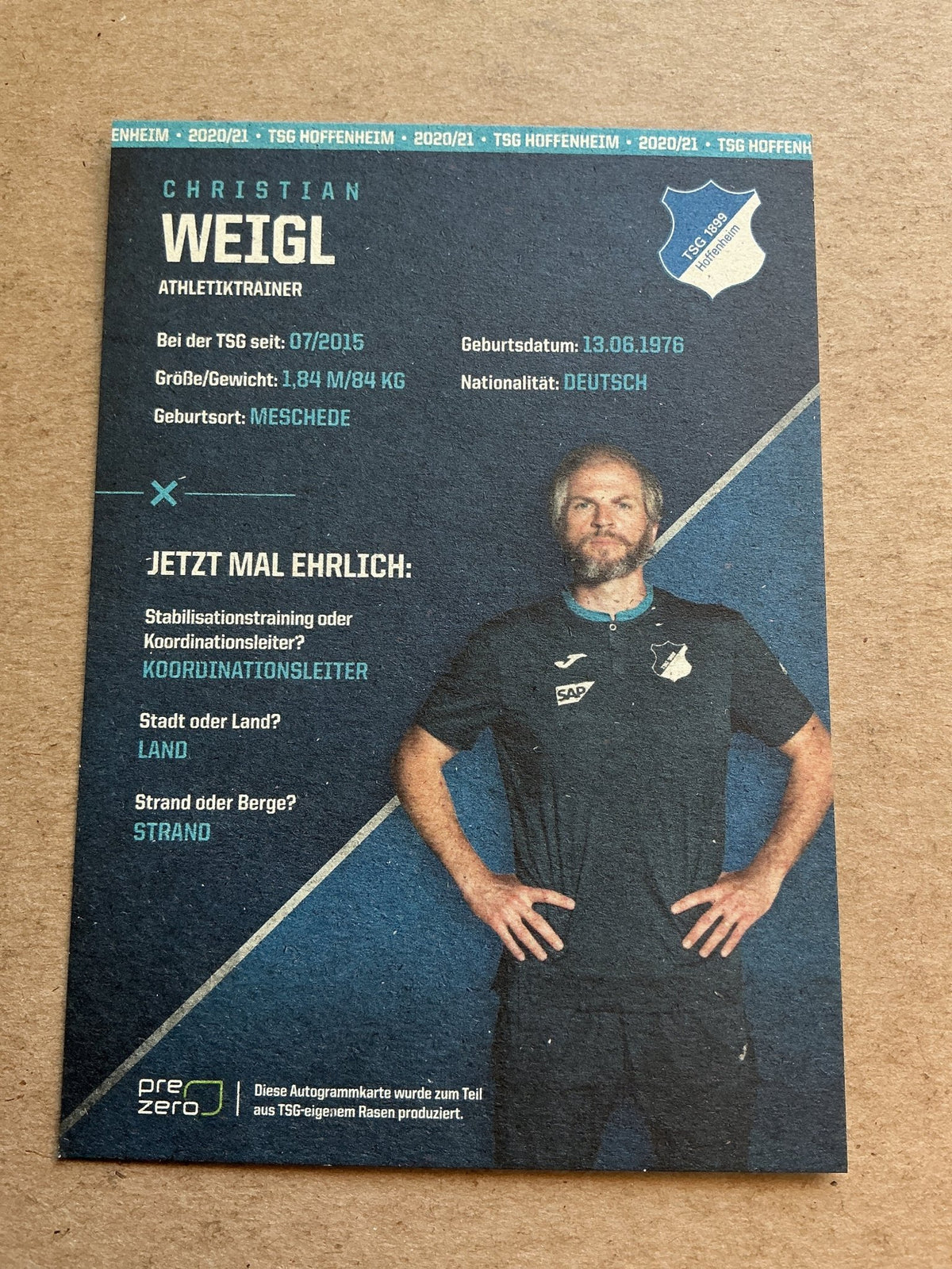 Christian Weigl, Germany 🇩🇪 TSG 1899 Hoffenheim 2020/21 hand signed - Autographs-World