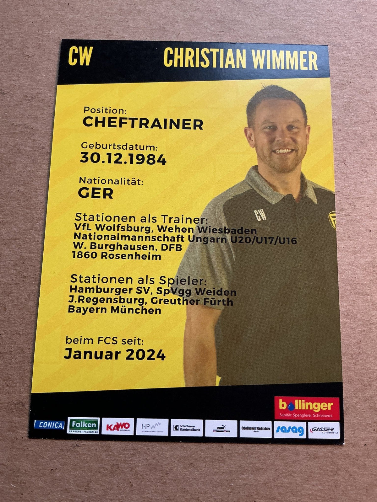 Christian Wimmer, Germany 🇩🇪 FC Schaffhausen 2023/24 hand signed - Autographs-World
