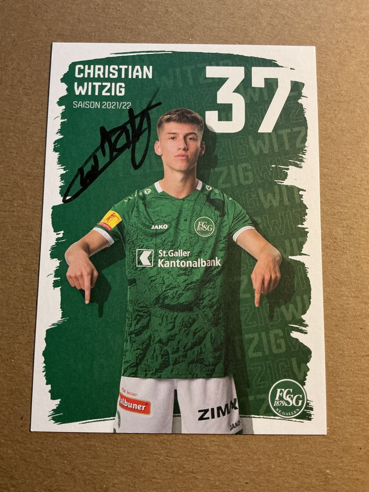 Christian Witzig, Switzerland 🇨🇭 FC St. Gallen 2021/22 hand signed - Autographs-World