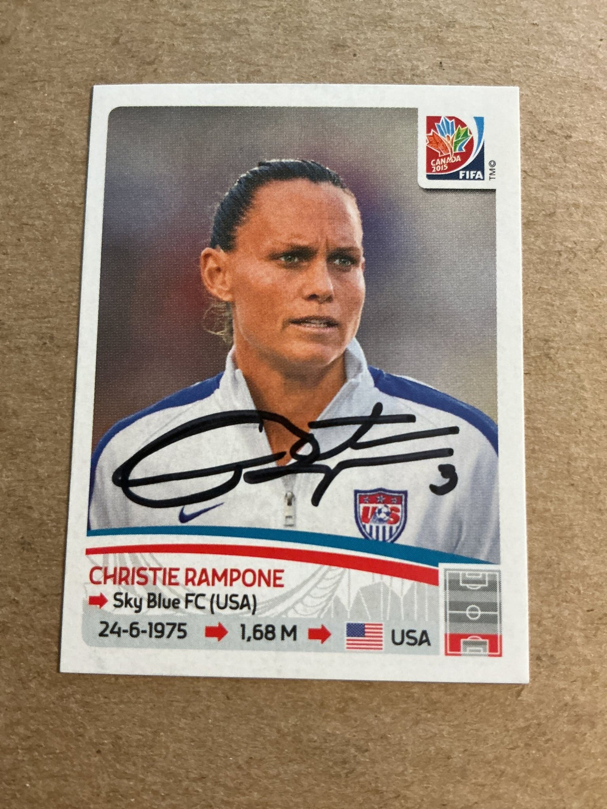 Christie Rampone, USA 🇺🇸 FIFA Women’s World Cup 2015 Panini hand signed - Autographs-World