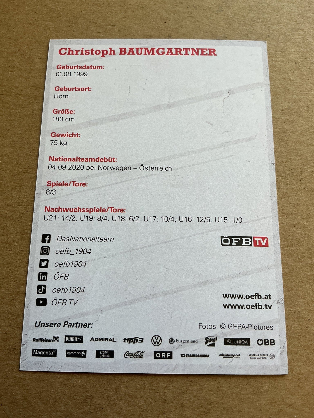 Christoph Baumgartner, Austria 🇦🇹 2021 hand signed - Autographs-World