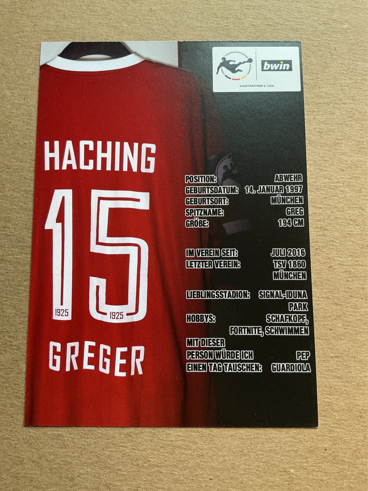 Christoph Greger, Germany 🇩🇪 SpVgg Unterhaching 2019/20 hand signed - Autographs-World
