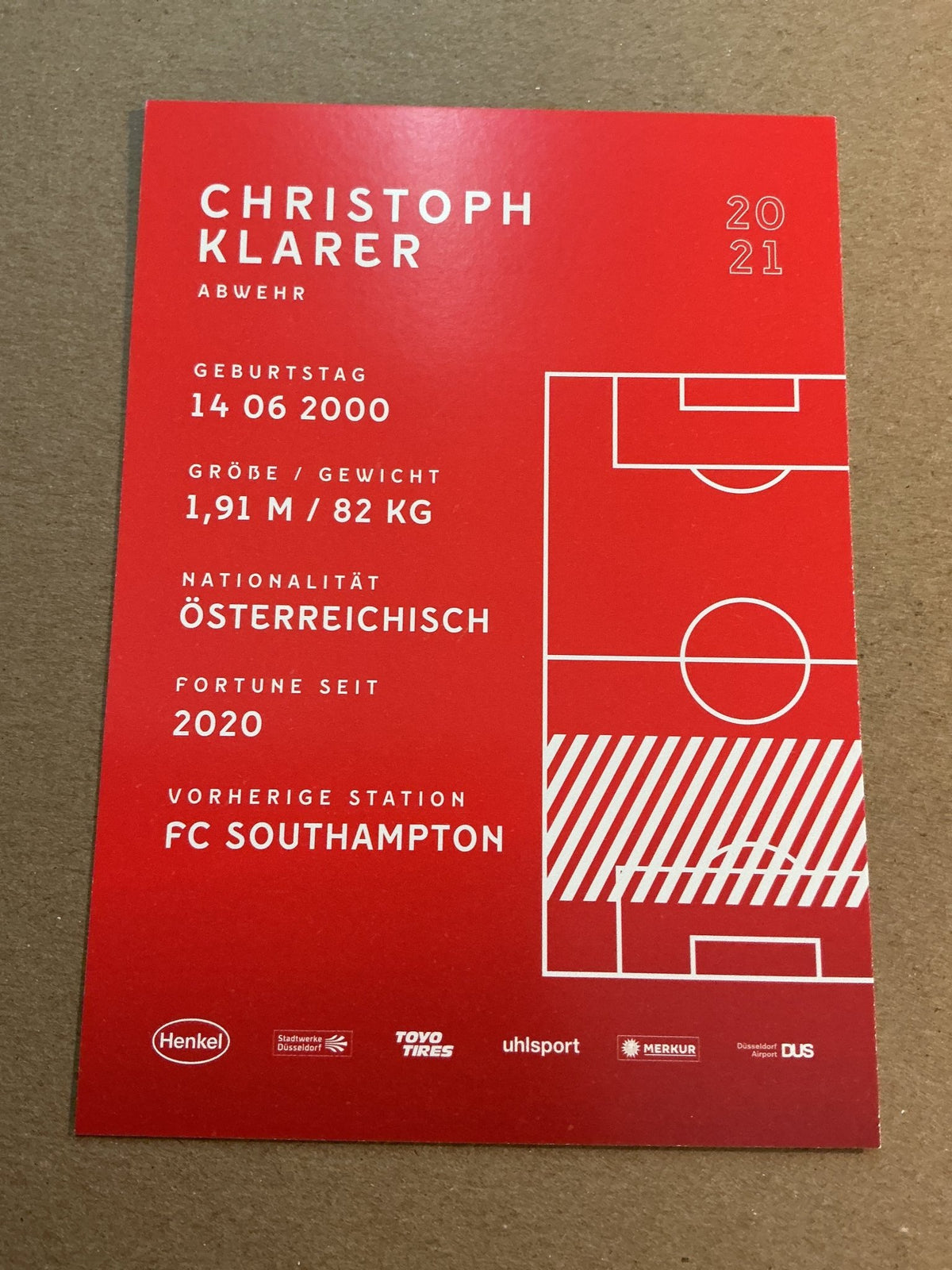 Christoph Klarer, Austria 🇦🇹 Fortuna Düsseldorf 2020/21 hand signed - Autographs-World
