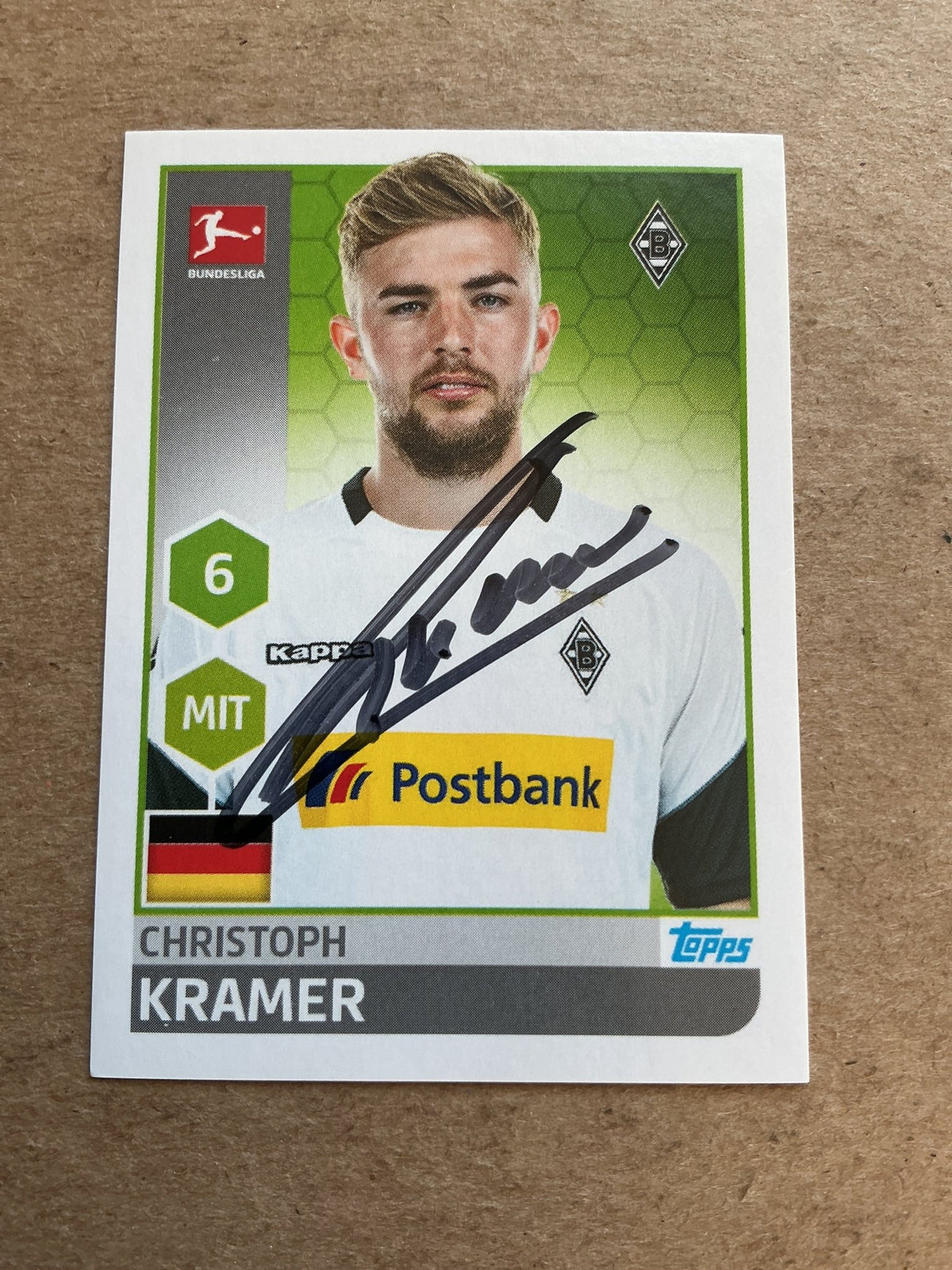 Christoph Kramer, Germany 🇩🇪 Borussia Mönchengladbach 2017/18 Topps hand signed - Autographs-World