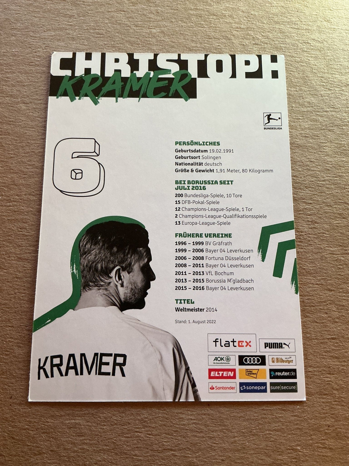 Christoph Kramer, Germany 🇩🇪 Borussia Mönchengladbach 2022/23 hand signed - Autographs-World