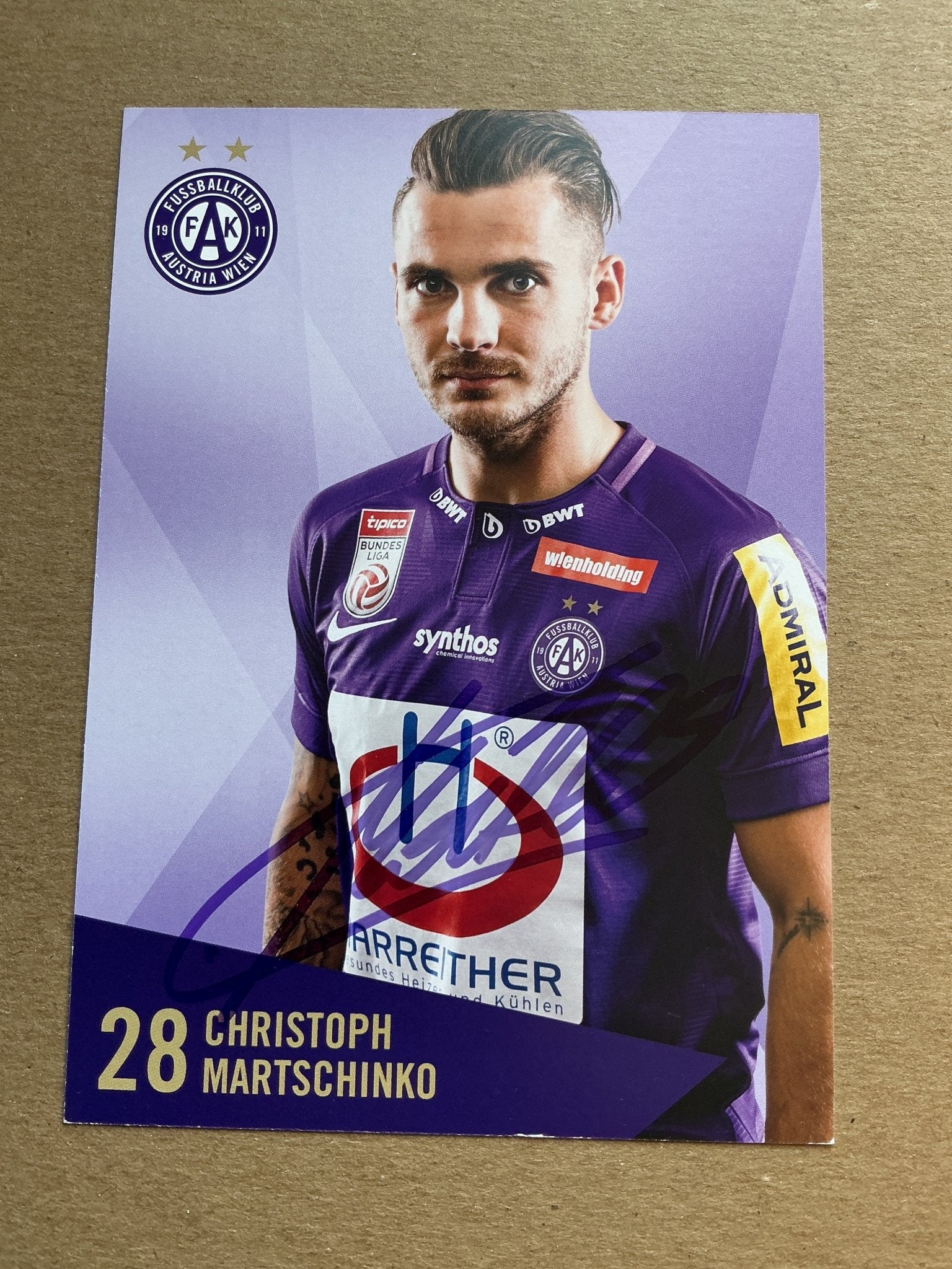 Christoph Martschinko, Austria 🇦🇹 Austria Wien 2019/20 hand signed - Autographs-World