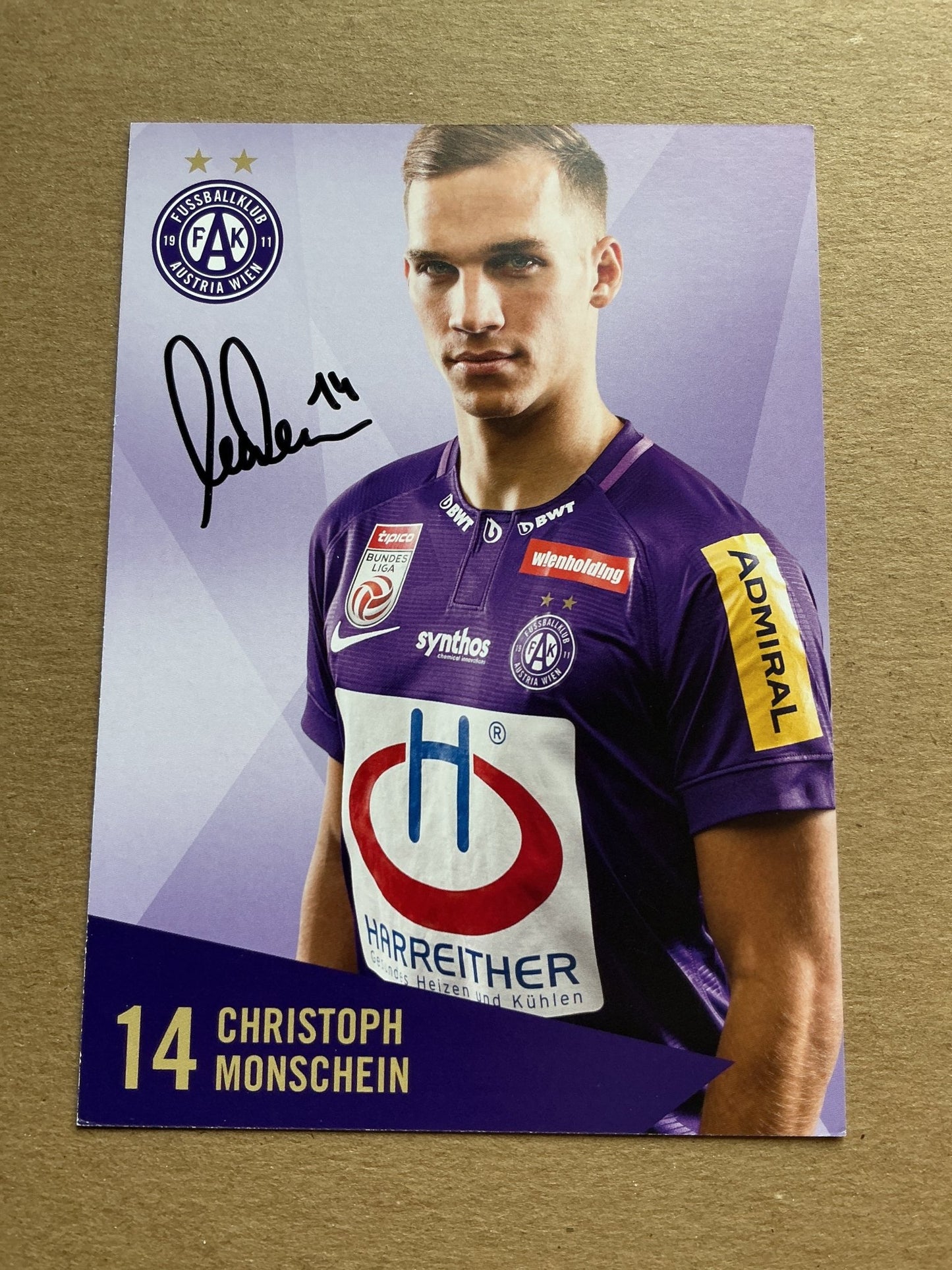 Christoph Monschein, Austria 🇦🇹 Austria Wien 2019/20 hand signed - Autographs-World