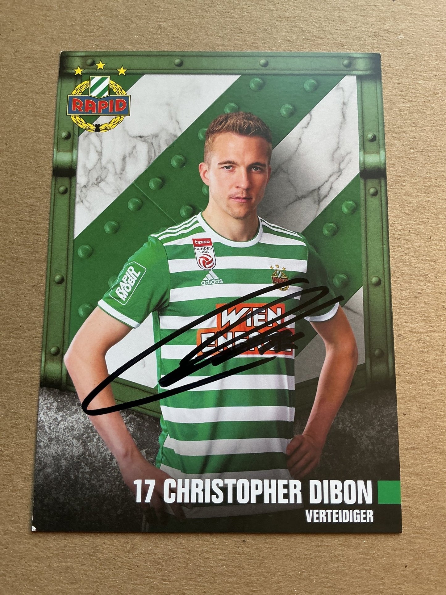 Christopher Dibon, Austria 🇦🇹 Rapid Wien 2019/20 hand signed - Autographs-World