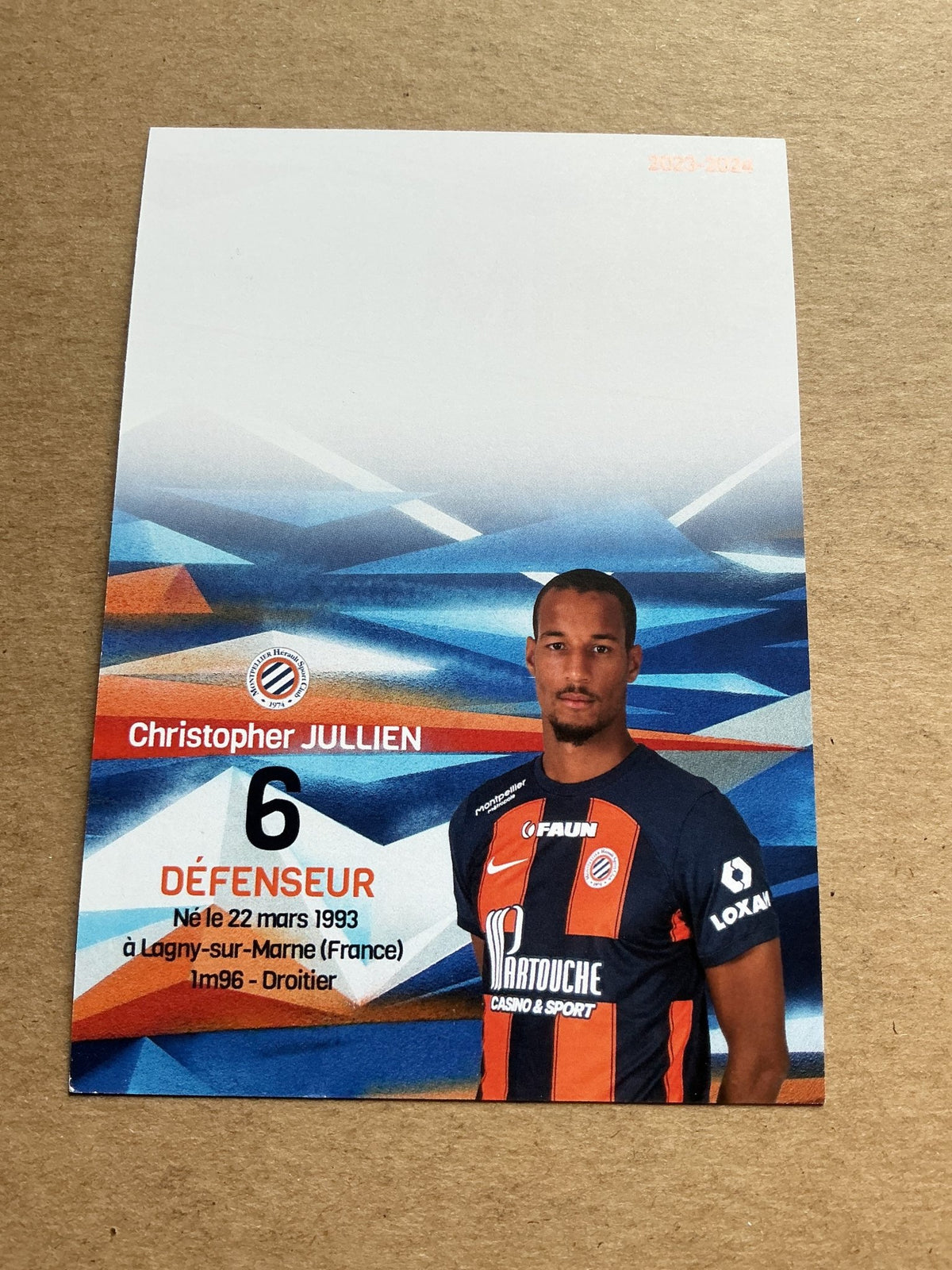 Christopher Jullien, France 🇫🇷 Montpellier HSC 2023/24 hand signed - Autographs-World