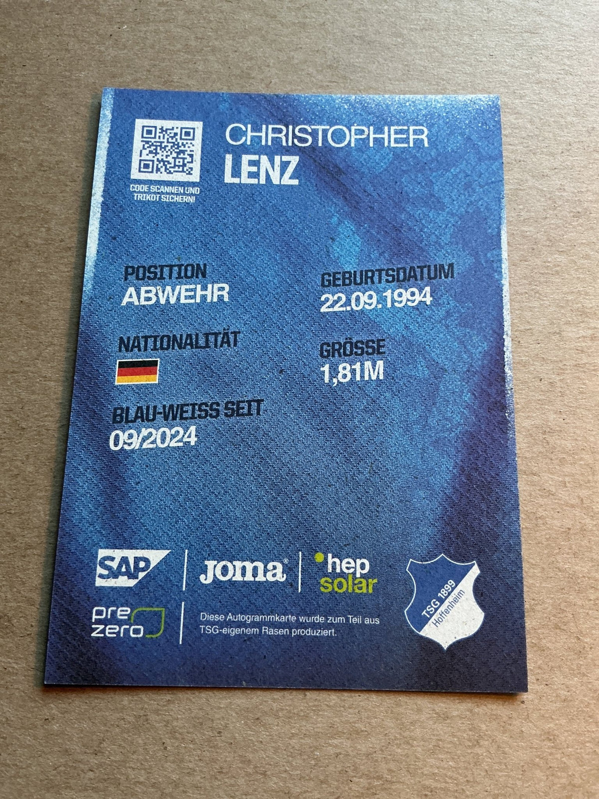 Christopher Lenz, Germany 🇩🇪 TSG 1899 Hoffenheim 2024/25 hand signed - Autographs-World