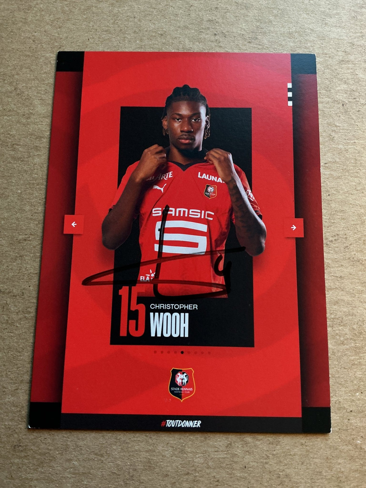 Christopher Wooh, Cameroon 🇨🇲 Stade Rennes FC 2023/24 hand signed - Autographs-World