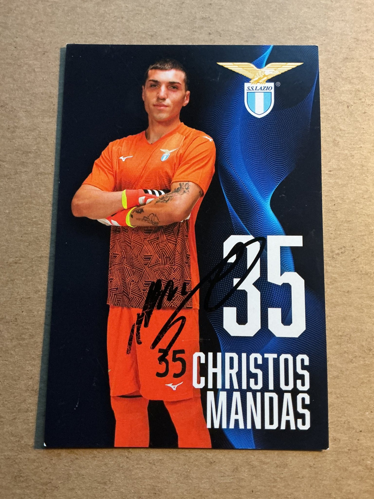 Christos Mandas, Greece 🇬🇷 SS Lazio 2024/25 hand signed - Autographs-World