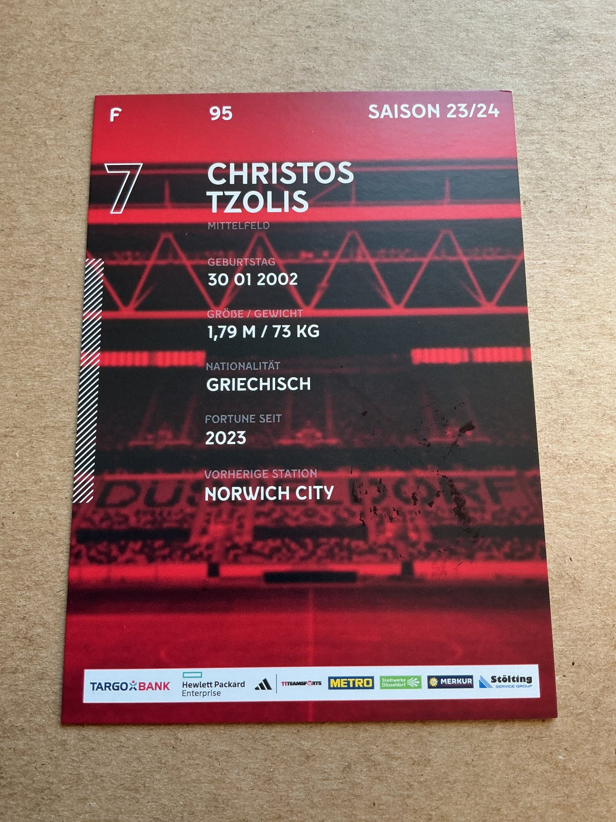 Christos Tzolis, Greece 🇬🇷 Fortuna Düsseldorf 2023/24 hand signed - Autographs-World