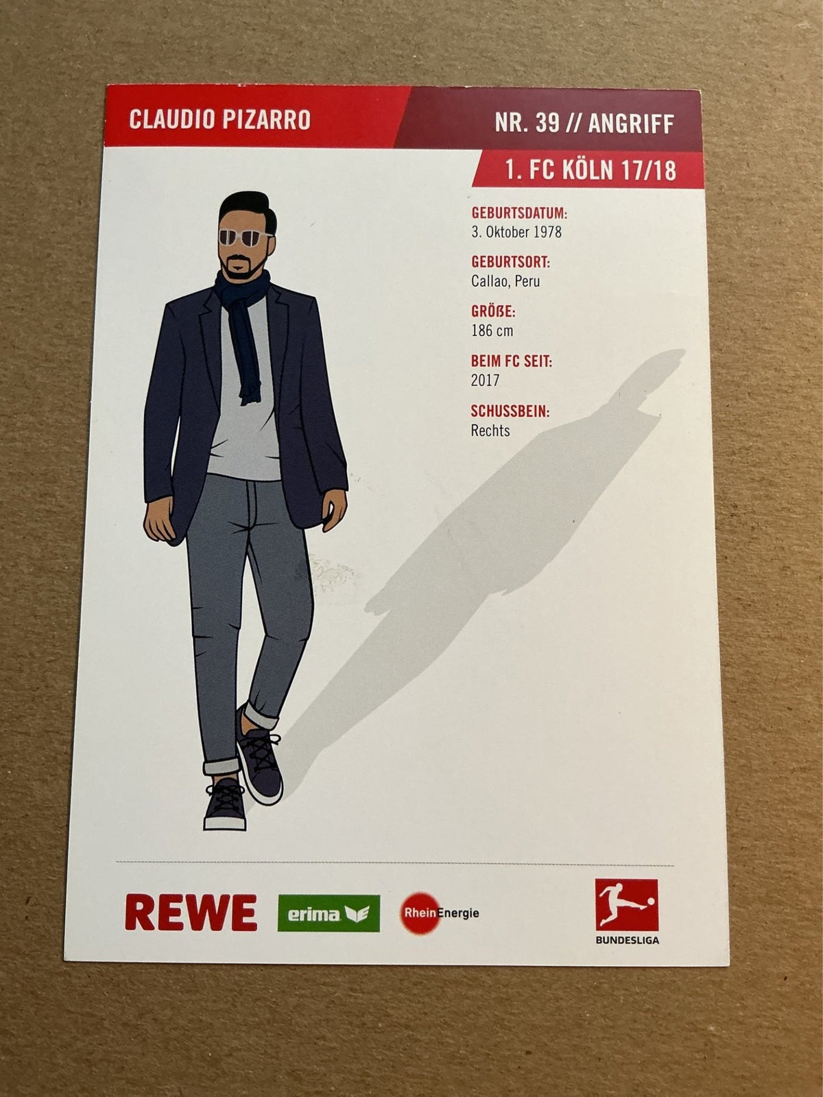 Claudio Pizarro, Peru 🇵🇪 1.FC Köln 2017/18 hand signed - Autographs-World