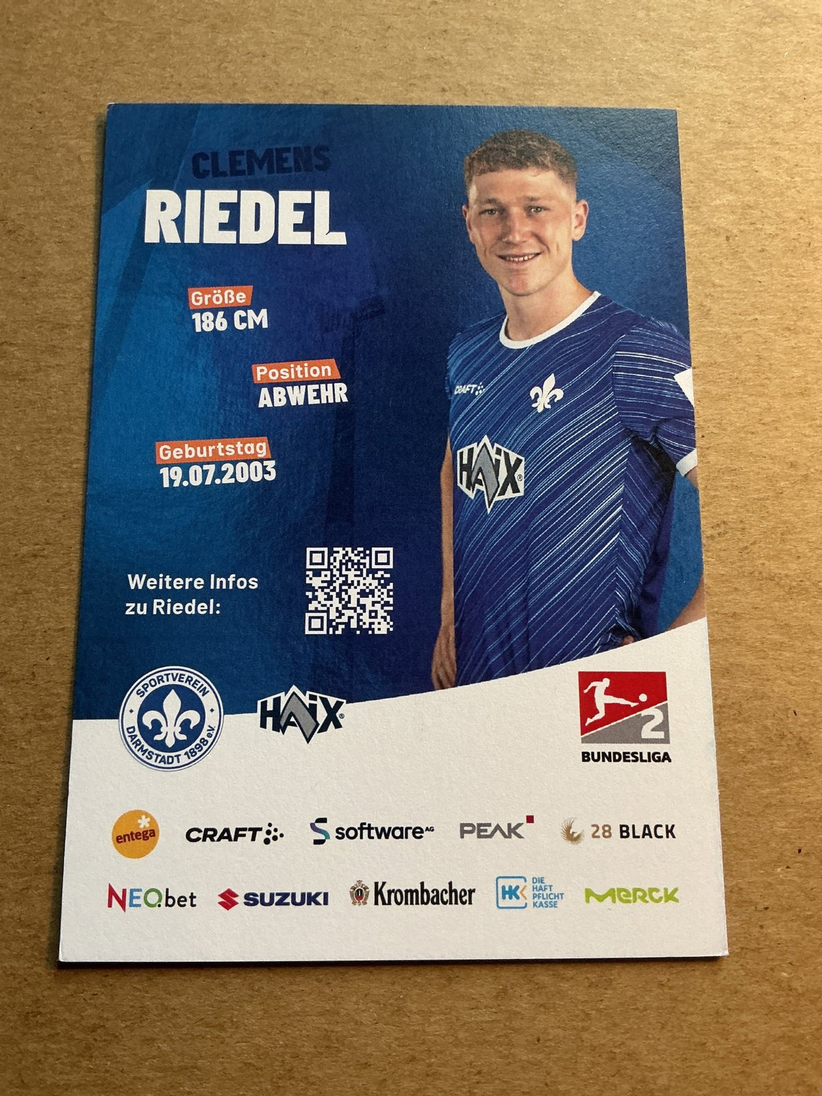 Clemens Riedel, Germany 🇩🇪 SV Darmstadt 98 2023/24 hand signed - Autographs-World