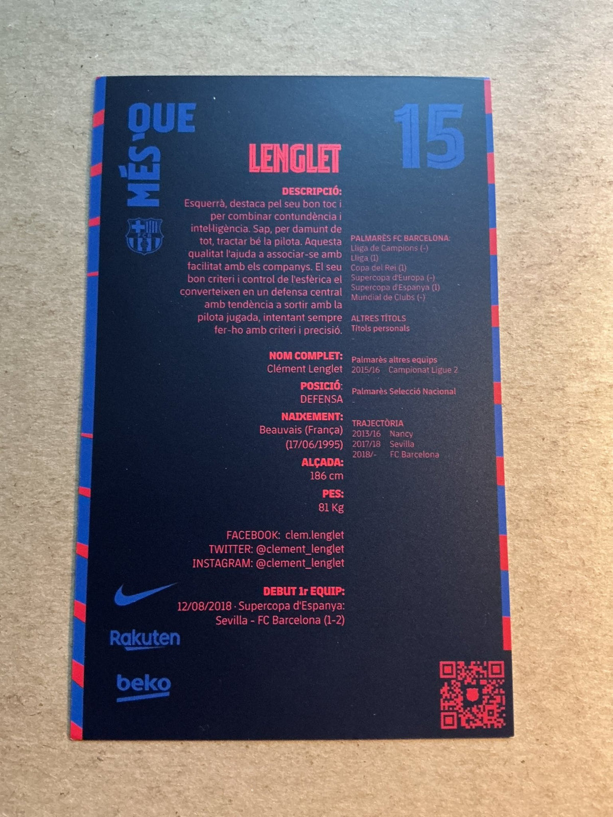 Clément Lenglet, France 🇫🇷 FC Barcelona 2021/22 hand signed - Autographs-World