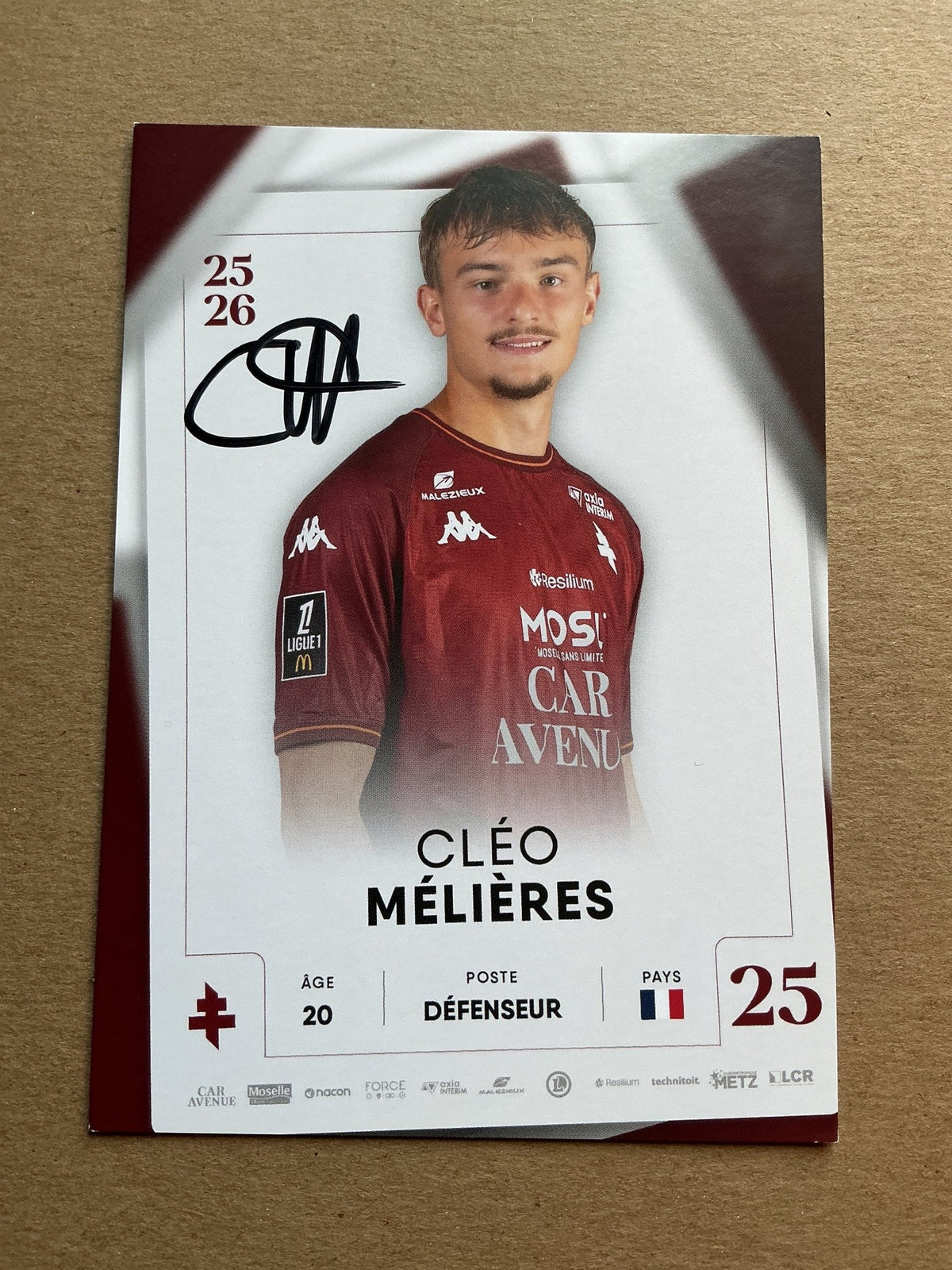 Cléo Mélières, France 🇫🇷 FC Metz 2025/26 hand signed - Autographs-World