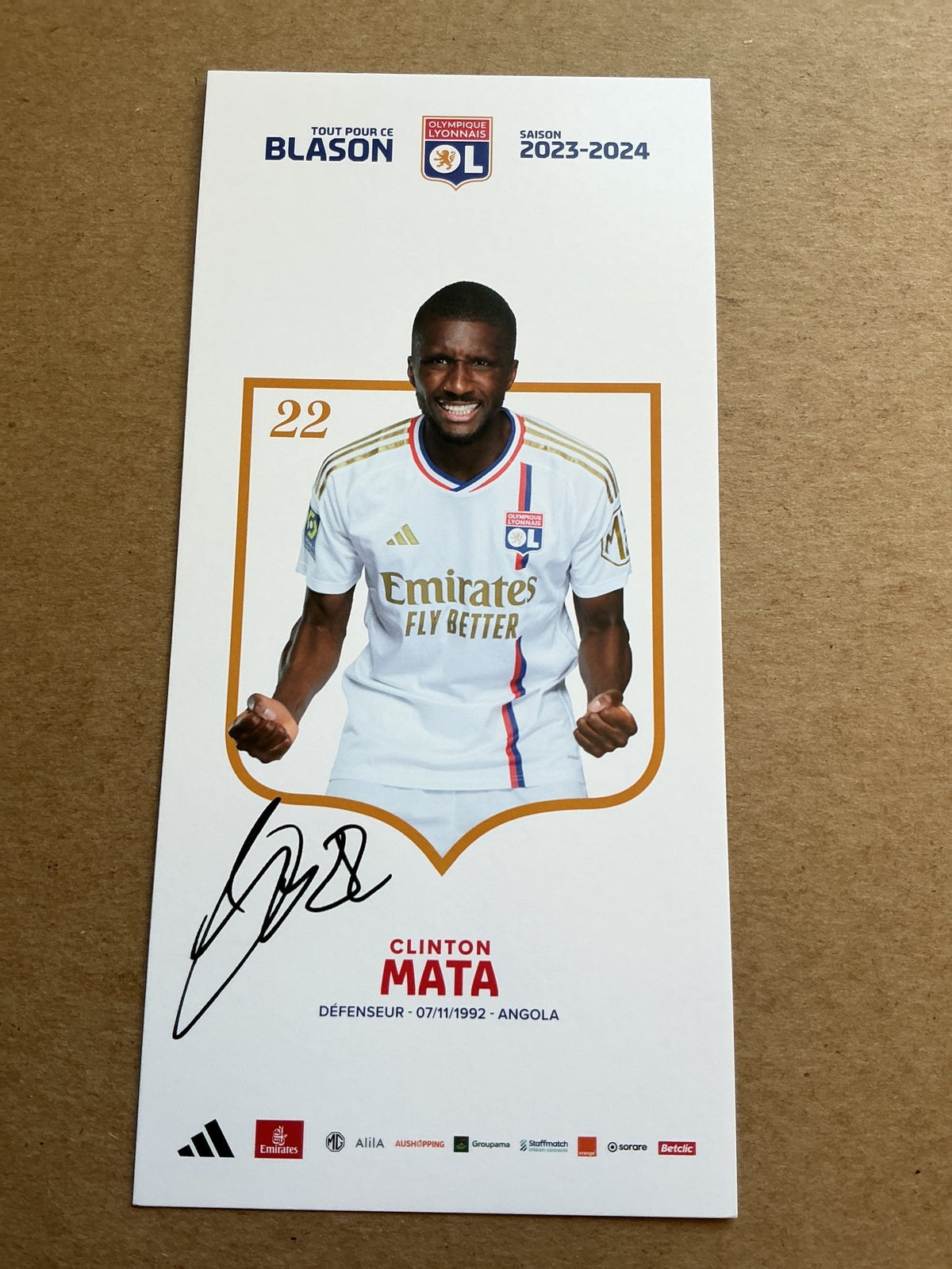 Clinton Mata, Angola 🇦🇴 Olympique Lyon 2023/24 hand signed - Autographs-World