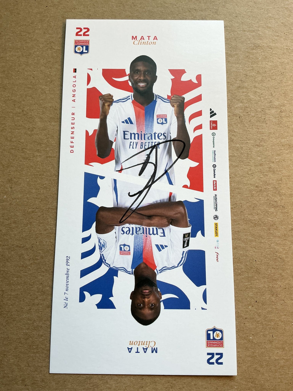 Clinton Mata, Angola 🇦🇴 Olympique Lyon 2024/25 hand signed - Autographs-World