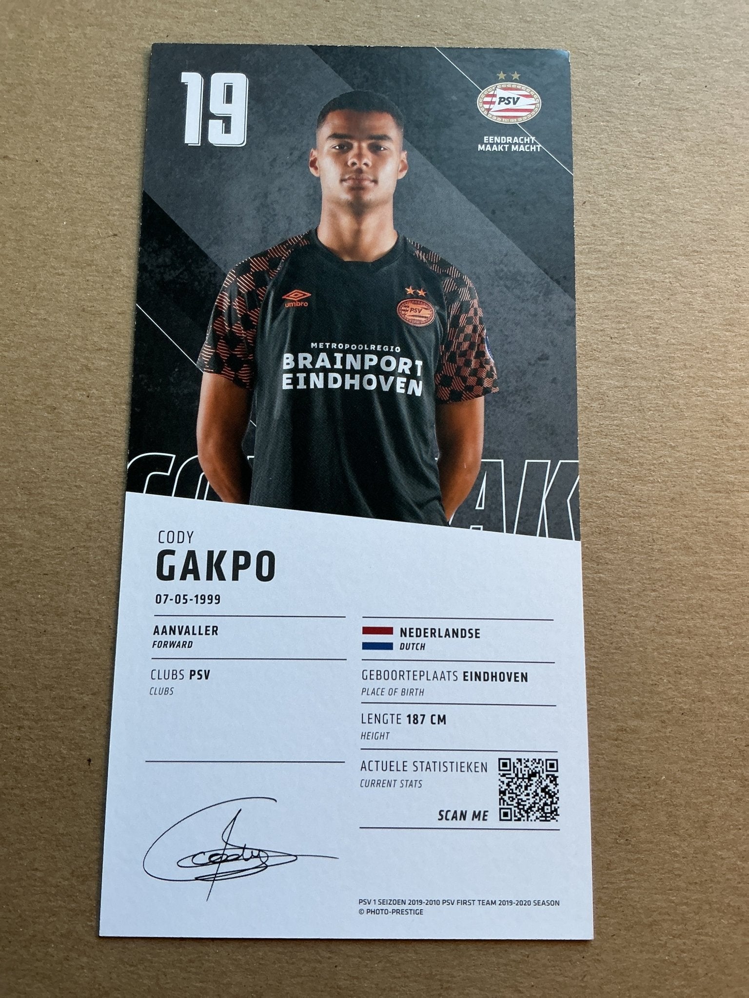 Cody Gakpo, Netherlands 🇳🇱 PSV Eindhoven 2019/20 hand signed - Autographs-World