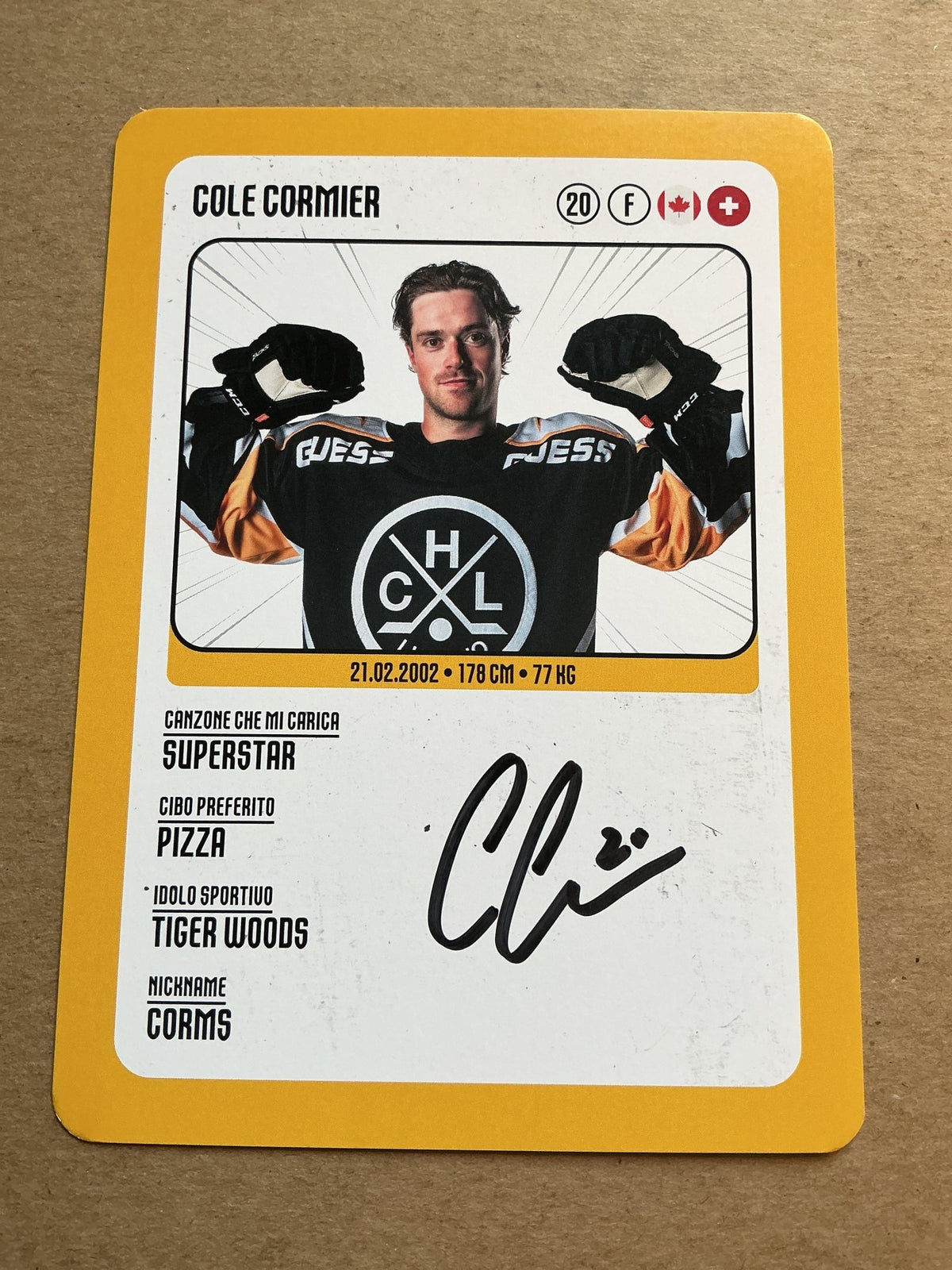 Cole Cormier, Canada 🇨🇦 HC Lugano 2025/26 hand signed - Autographs-World