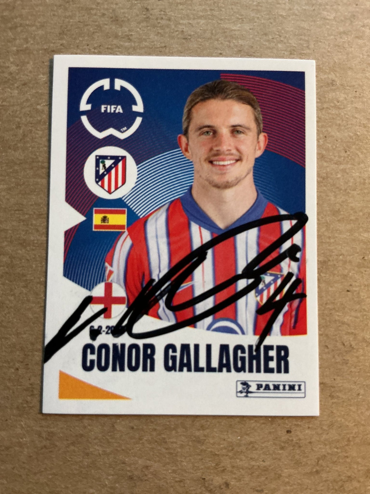 Conor Gallagher, England 🏴󠁧󠁢󠁥󠁮󠁧󠁿 Atletico Madrid Club World Cup 2025 Panini hand signed - Autographs-World